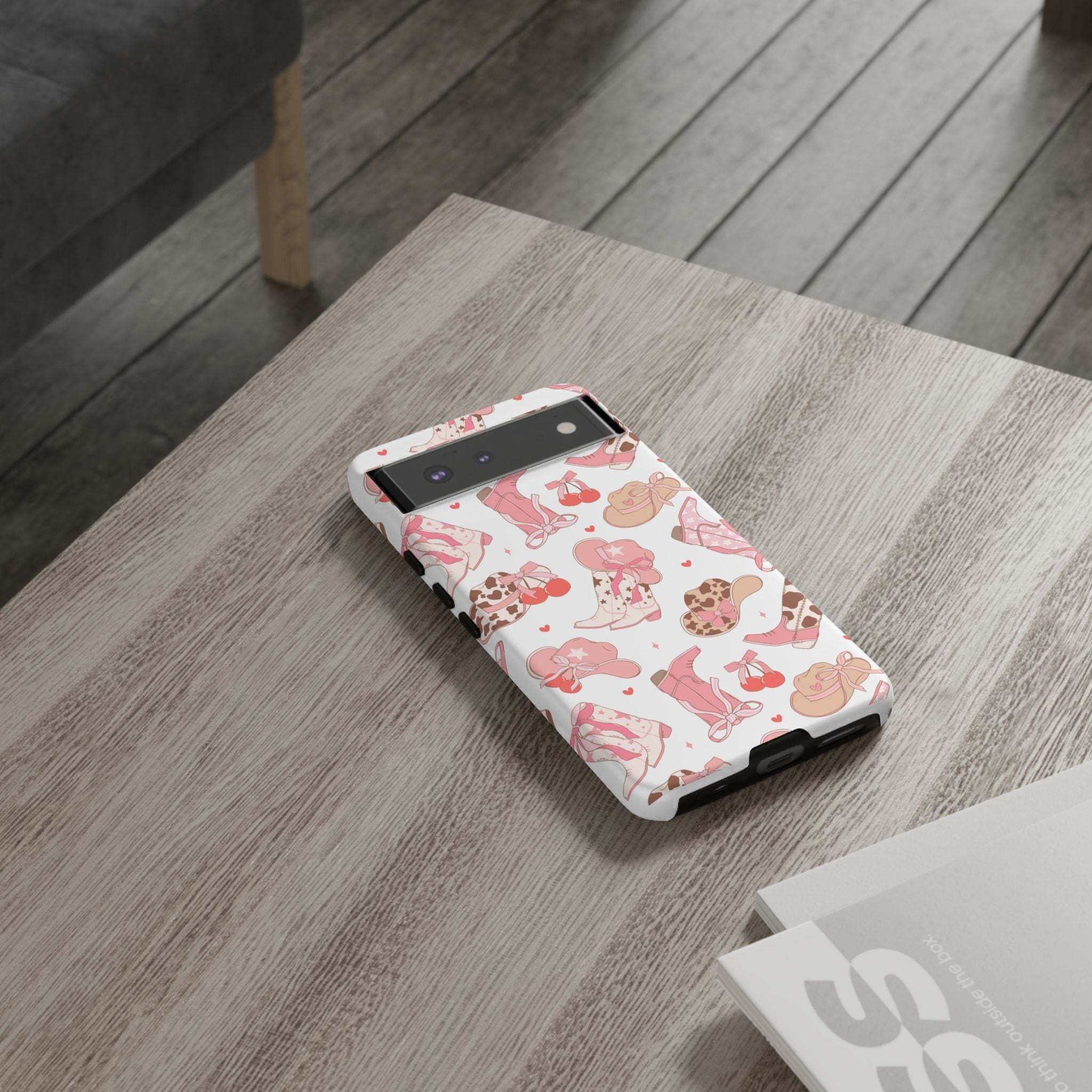 Cowgirl Boots Pink Phone Case — Cute Western Pattern Tough Phone Case