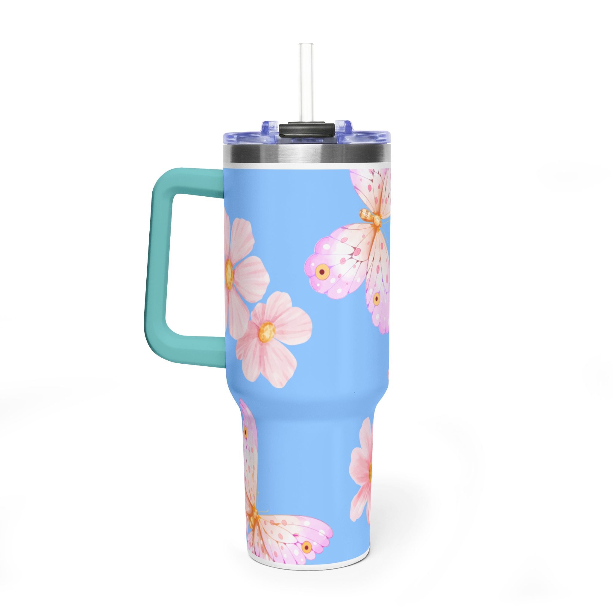 40oz Floral Butterfly Tumbler - Vacuum Insulated Thermal Travel Mug