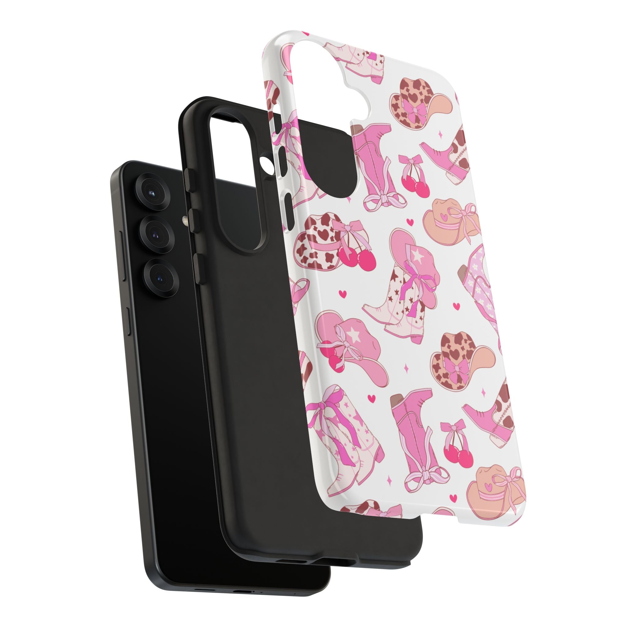 Pink Cowgirl Phone Case - Cute Western Boots & Hats Pattern Tough Case