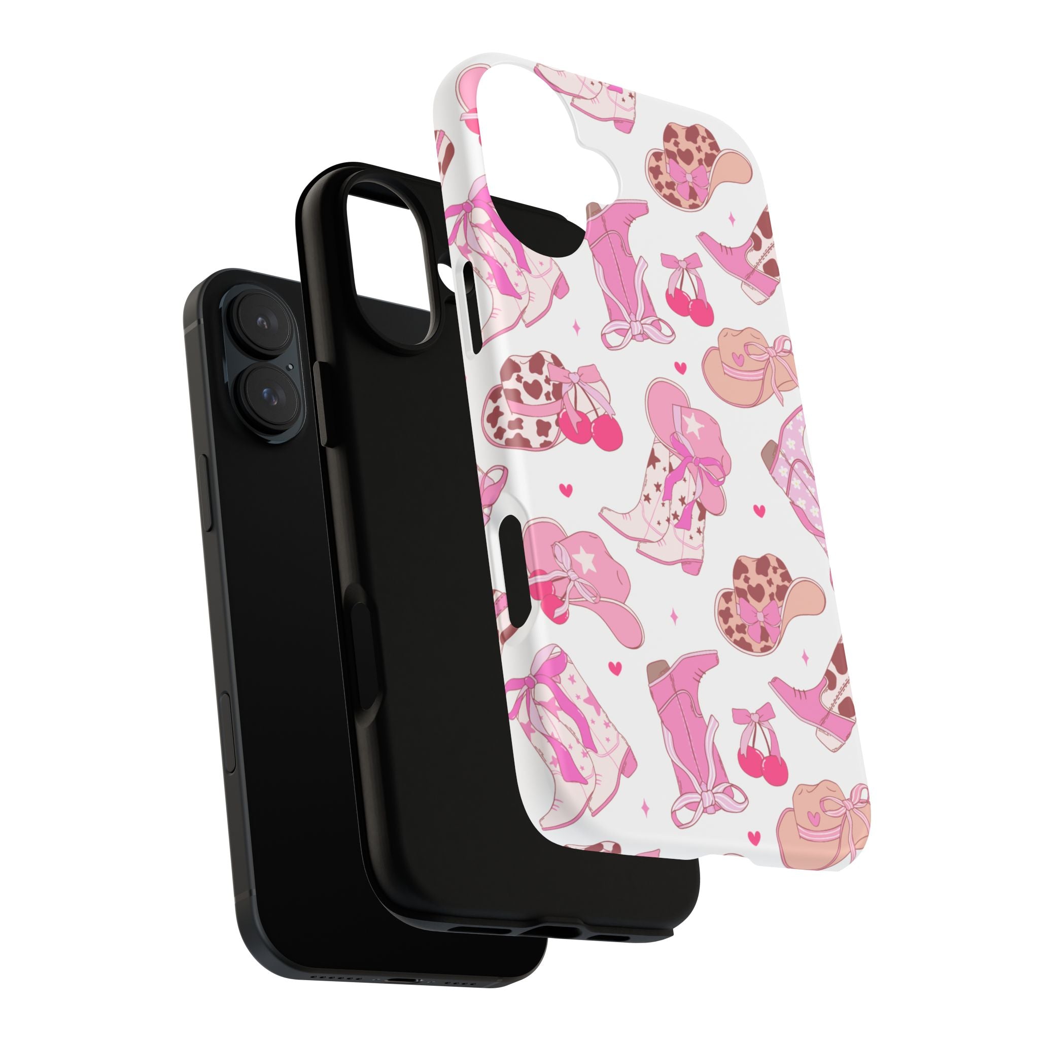 Pink Cowgirl Phone Case - Cute Western Boots & Hats Pattern Tough Case
