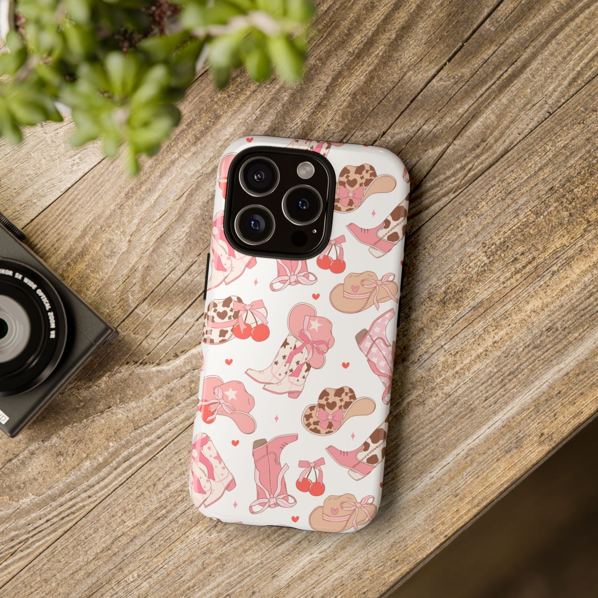 Cowgirl Boots Pink Phone Case — Cute Western Pattern Tough Phone Case