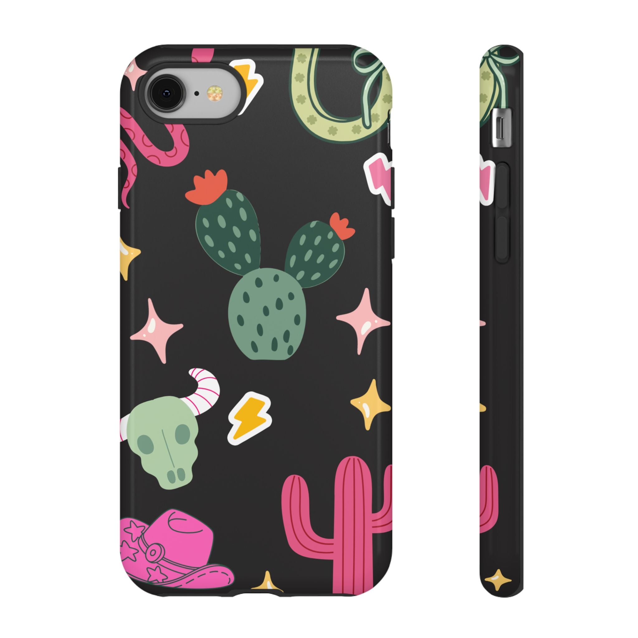 Southwest Desert Icons Tough Phone Case — Cactus, Cowboy & Skull Pattern