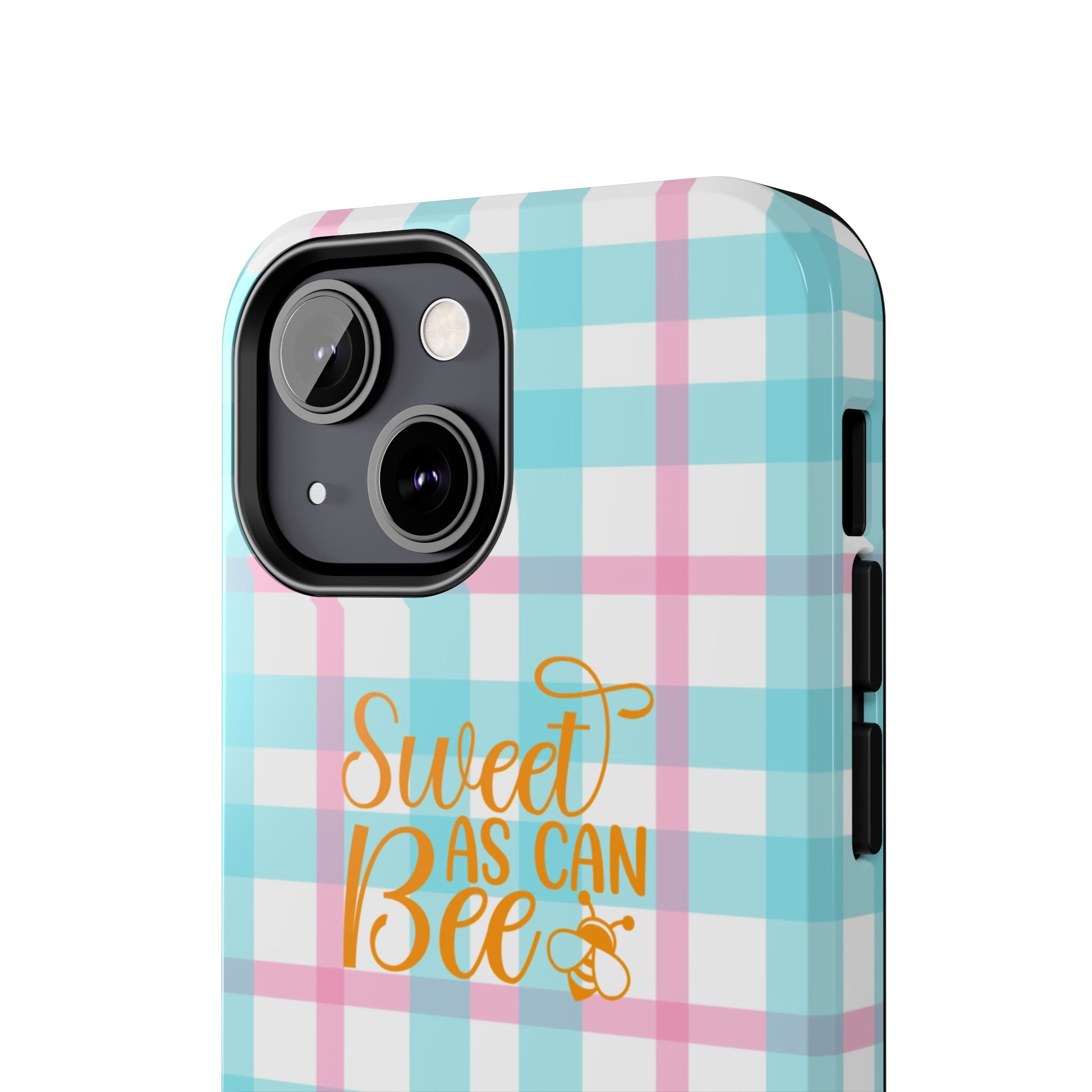 Sweet As Can Bee Tough Phone Case — Cute Bee & Daisy Plaid Protective Cover