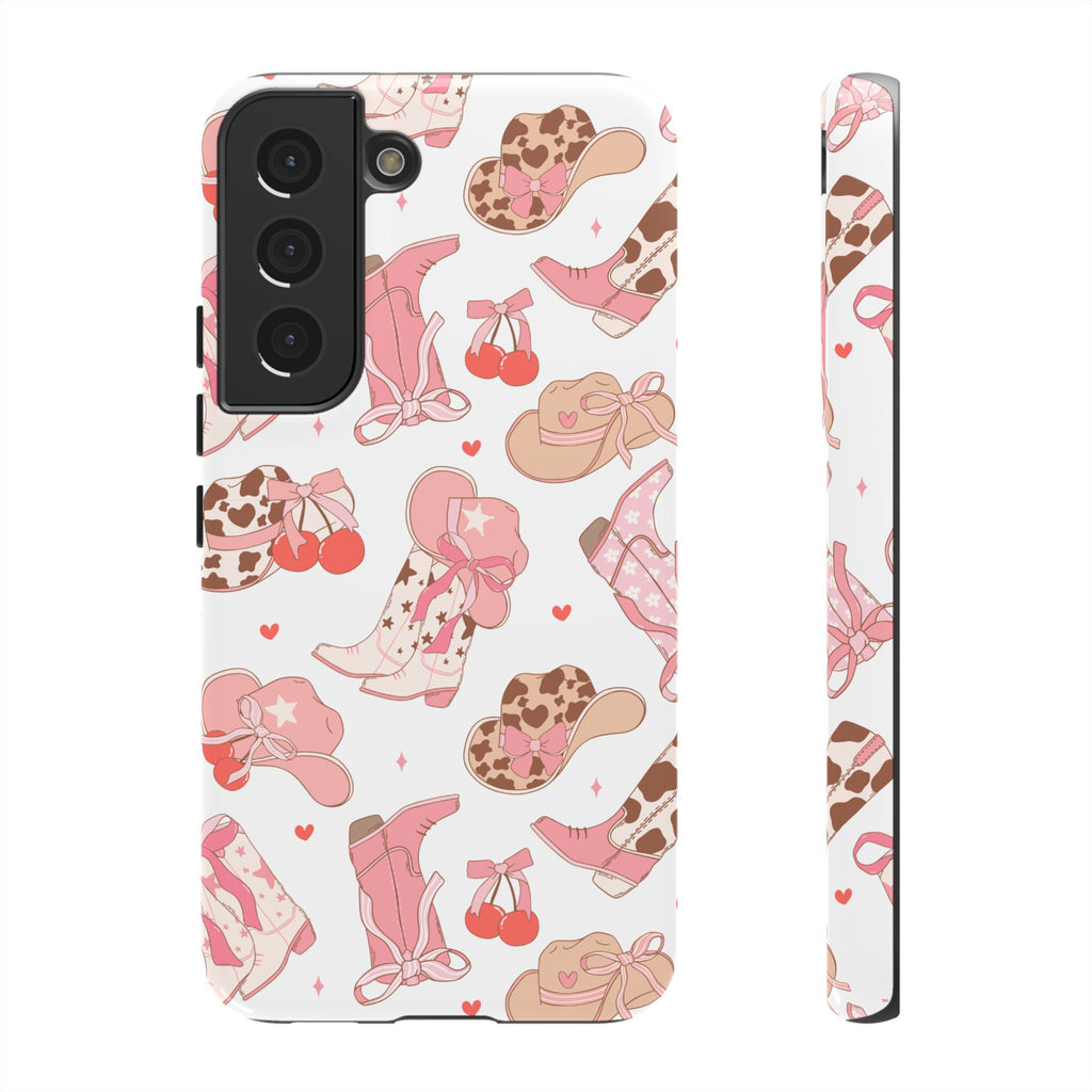 Cowgirl Boots Pink Phone Case — Cute Western Pattern Tough Phone Case