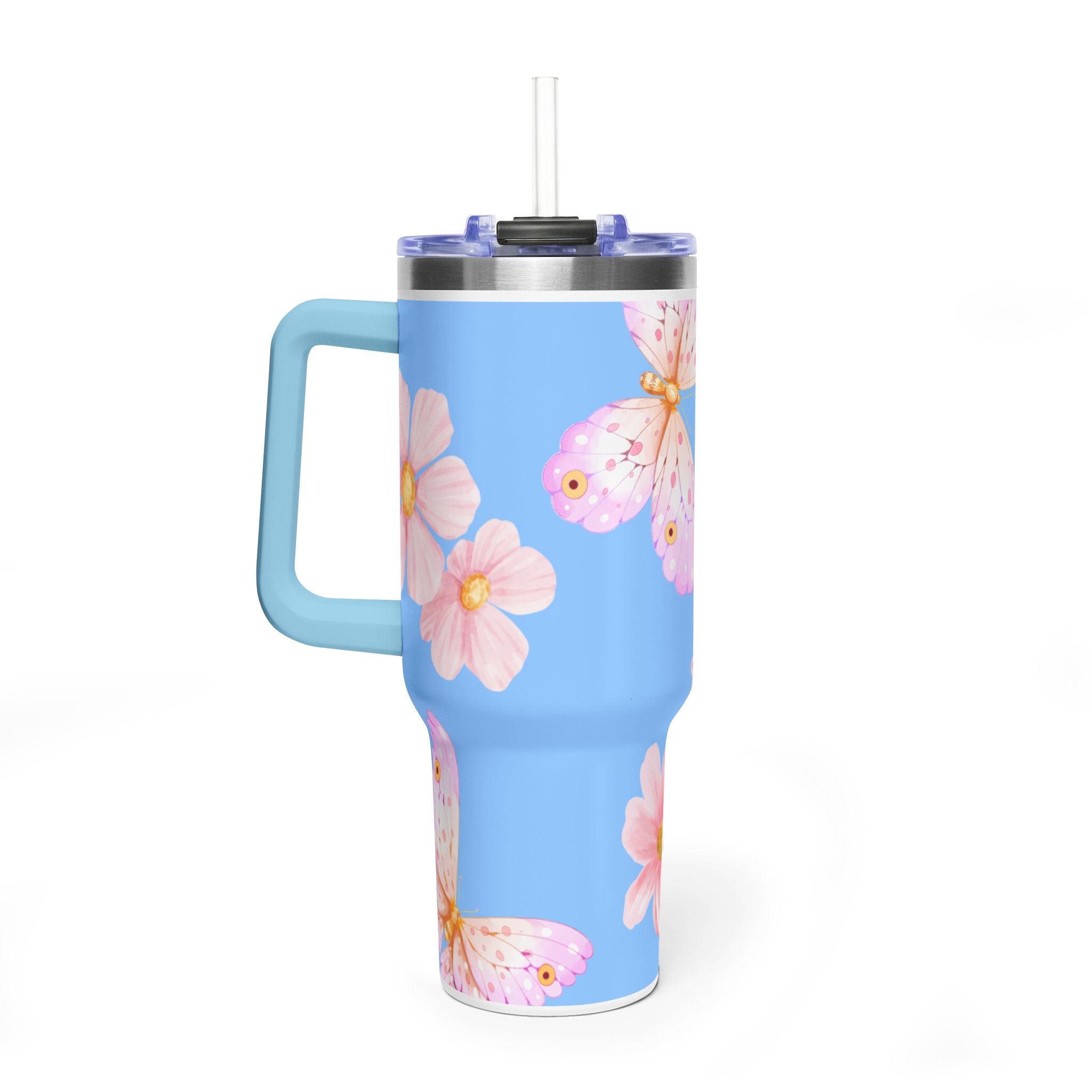 40oz Floral Butterfly Tumbler - Vacuum Insulated Thermal Travel Mug