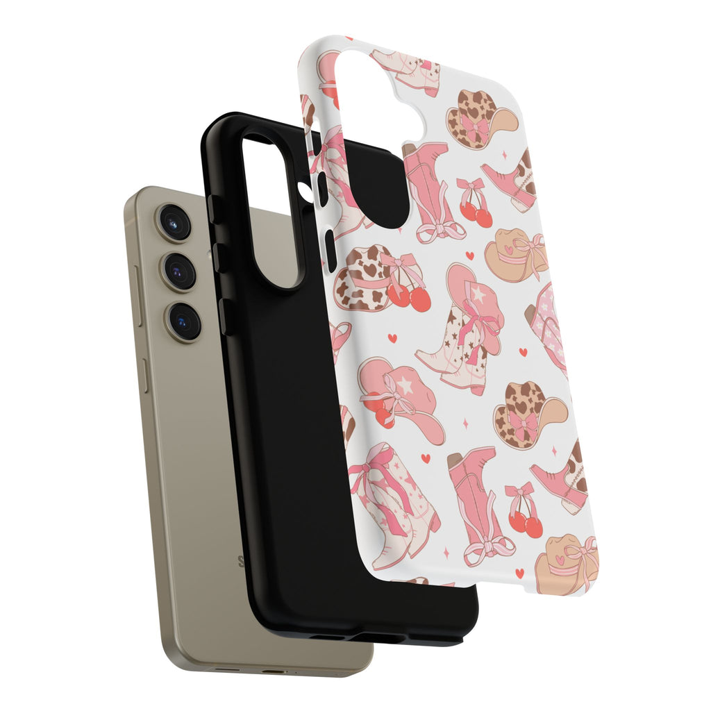 Cowgirl Boots Pink Phone Case — Cute Western Pattern Tough Phone Case