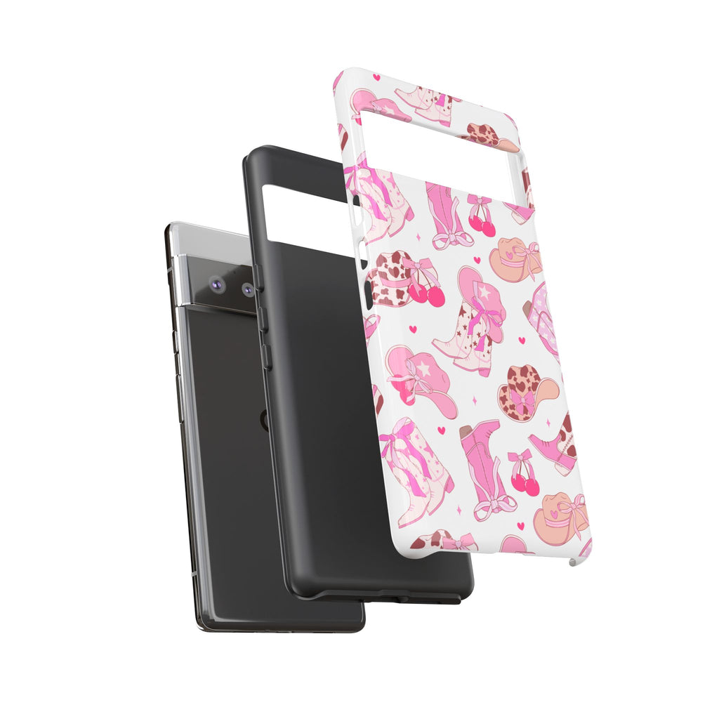 Pink Cowgirl Phone Case - Cute Western Boots & Hats Pattern Tough Case