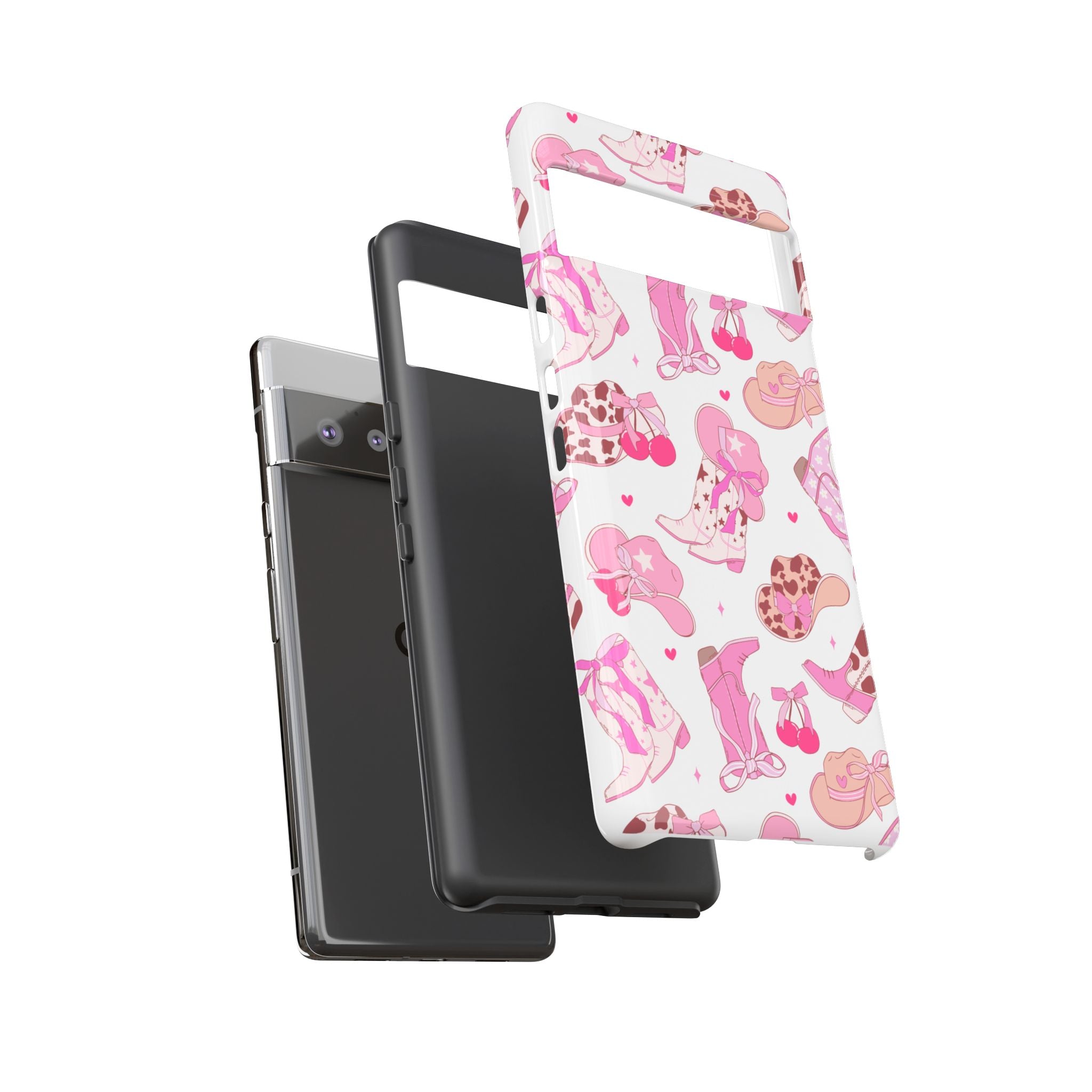 Pink Cowgirl Phone Case - Cute Western Boots & Hats Pattern Tough Case