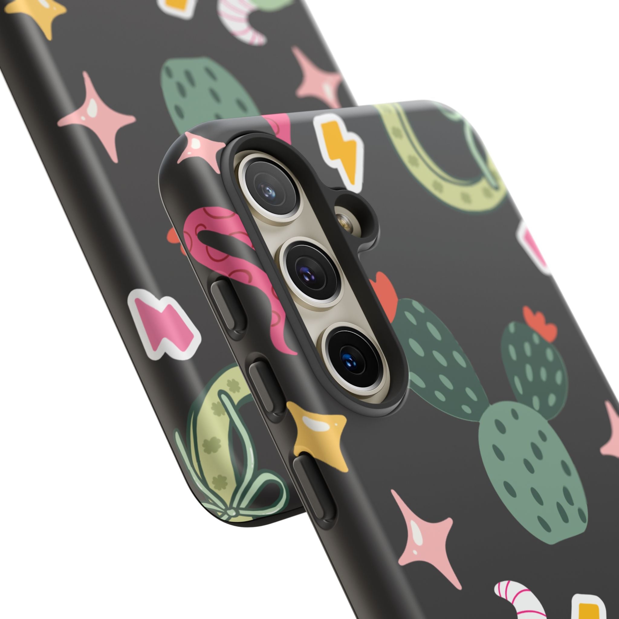 Southwest Desert Icons Tough Phone Case — Cactus, Cowboy & Skull Pattern