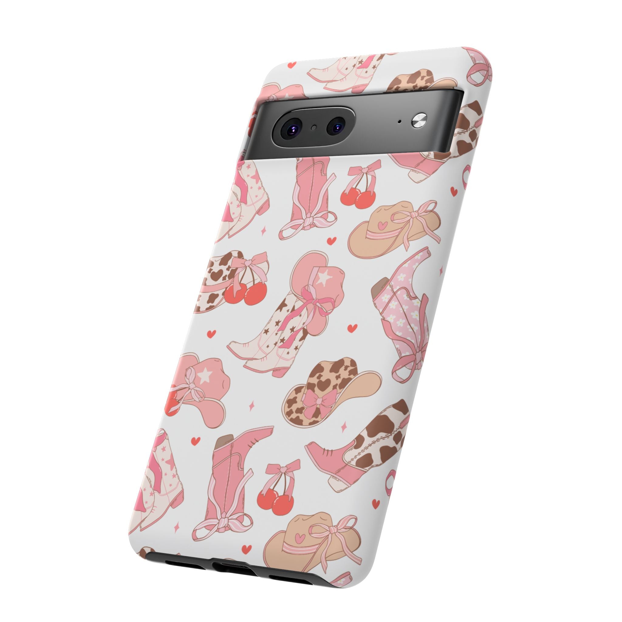 Cowgirl Boots Pink Phone Case — Cute Western Pattern Tough Phone Case