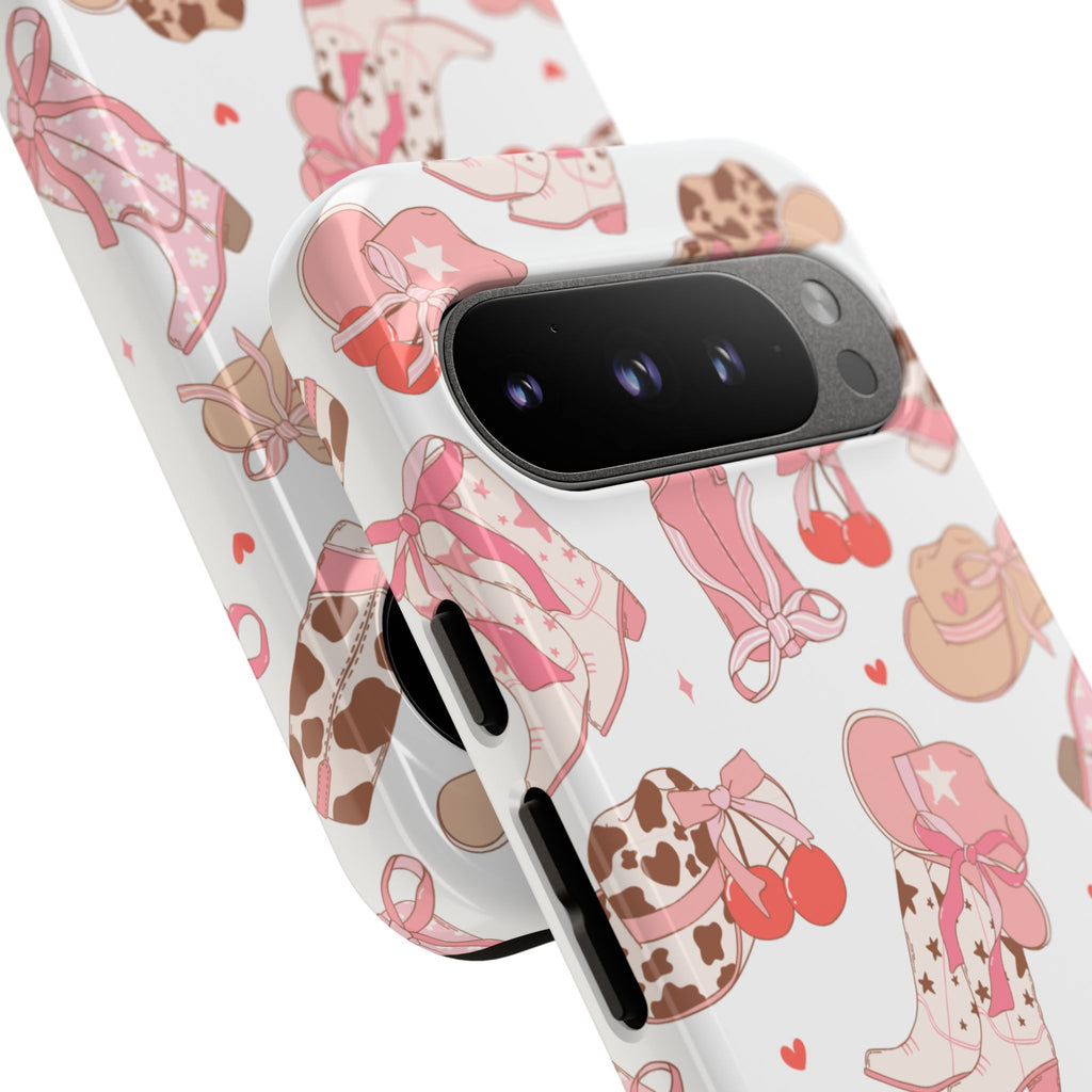Cowgirl Boots Pink Phone Case — Cute Western Pattern Tough Phone Case
