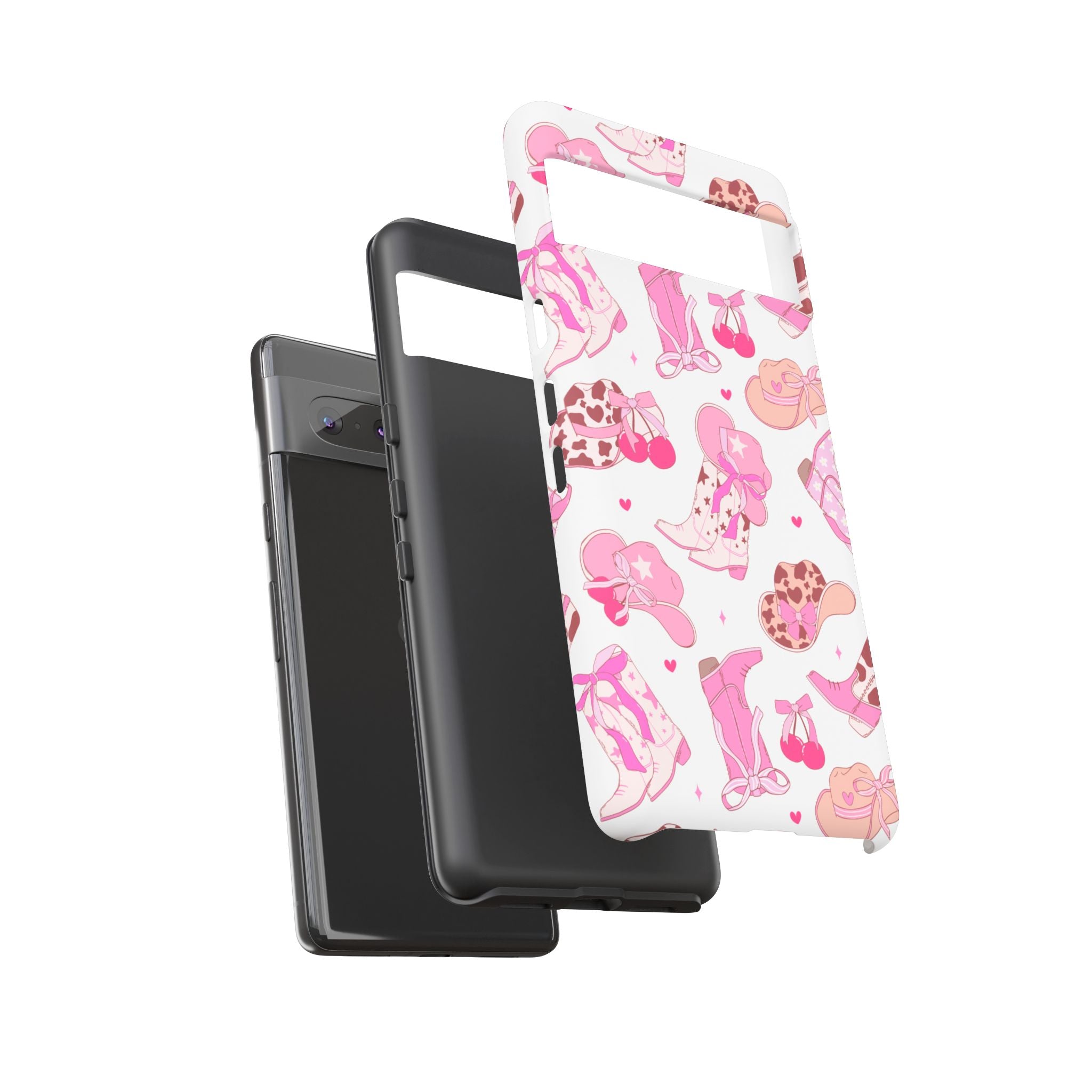 Pink Cowgirl Phone Case - Cute Western Boots & Hats Pattern Tough Case