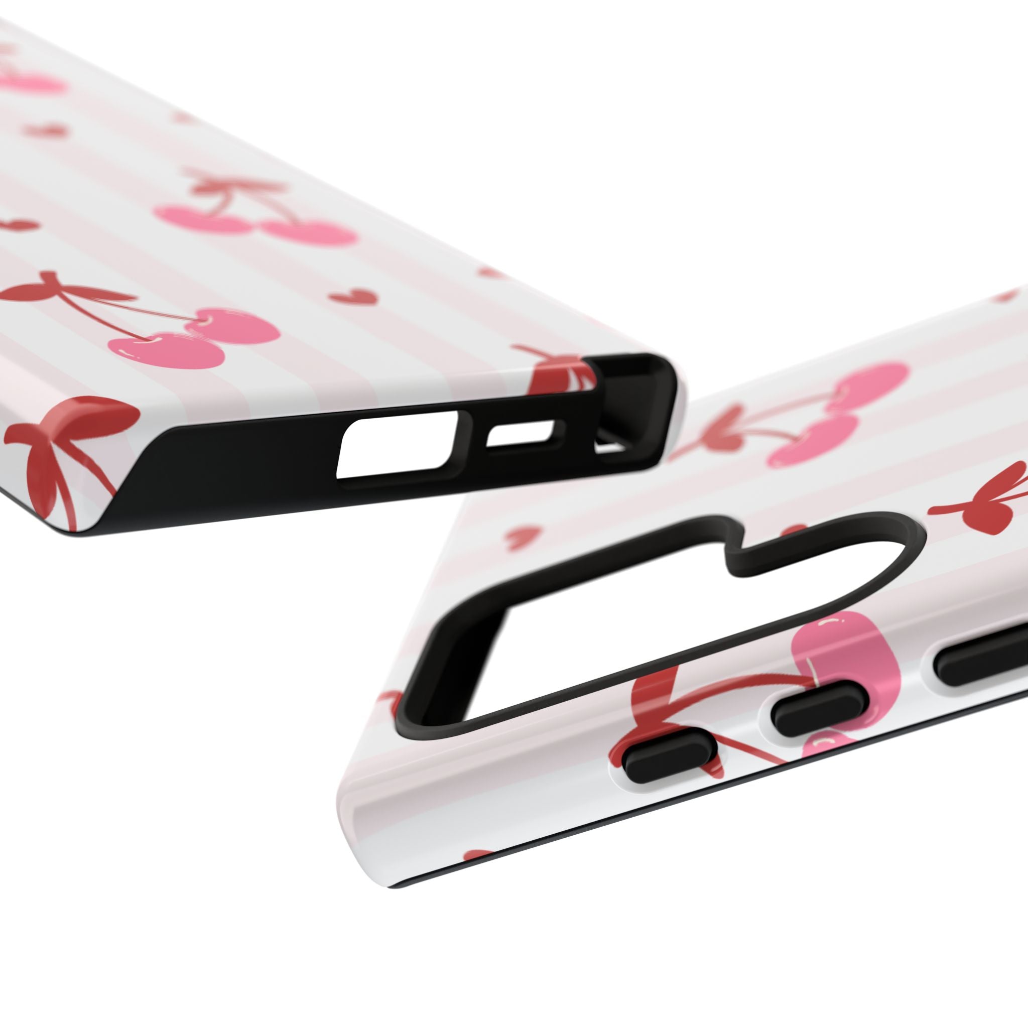 Pink Cherry Pattern Tough Phone Case — Cute Retro Fruit Design