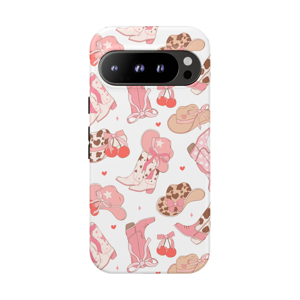 Cowgirl Boots Pink Phone Case — Cute Western Pattern Tough Phone Case