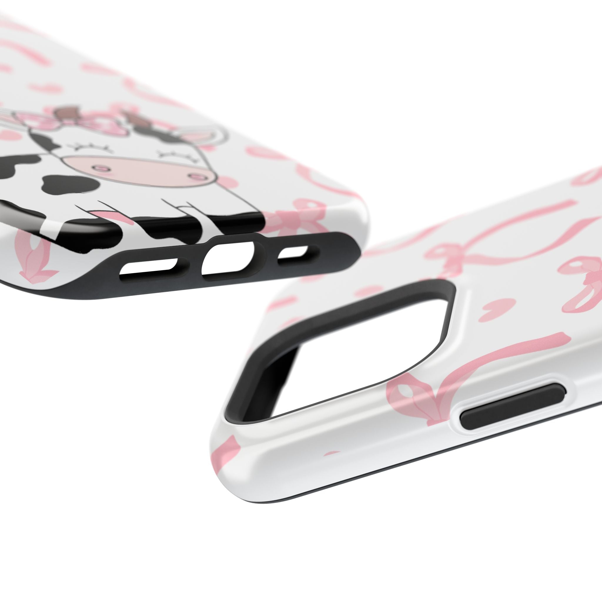 Cute Cow Phone Case — Pink Bows Magnetic Impact-Resistant Case
