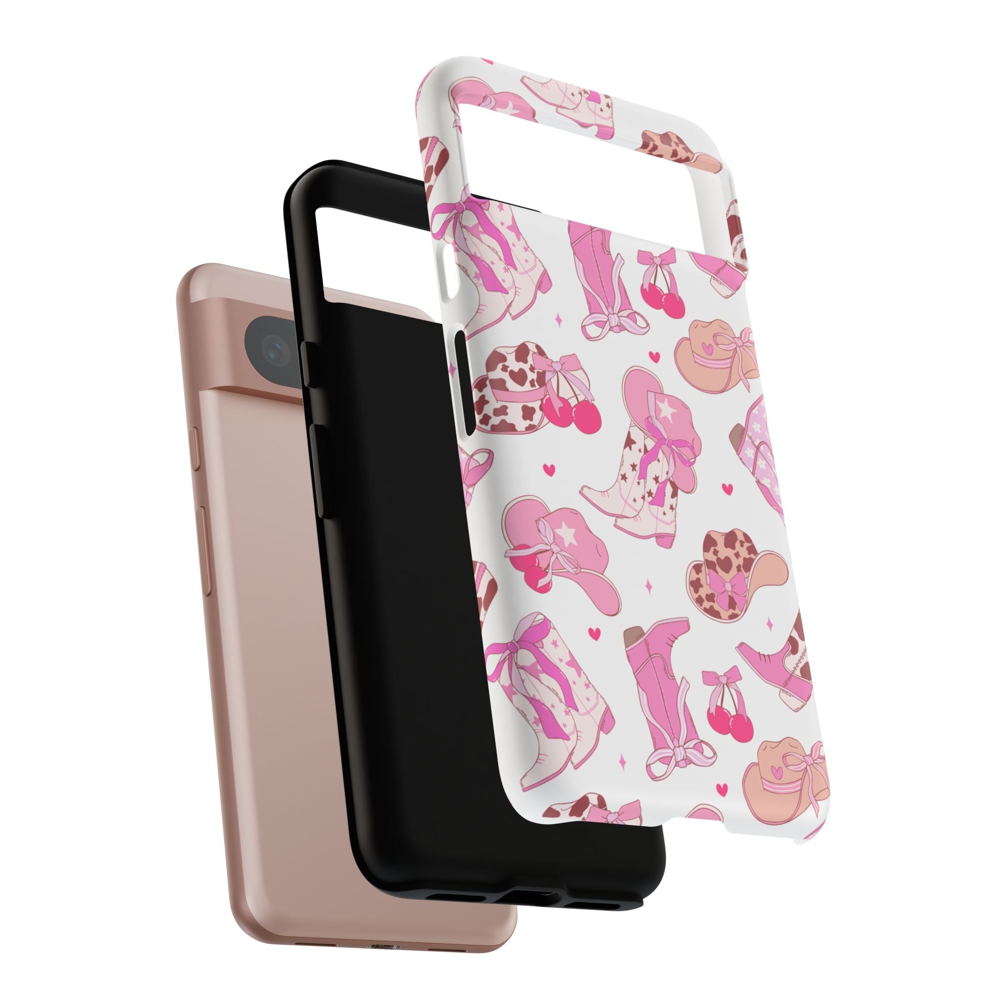 Pink Cowgirl Phone Case - Cute Western Boots & Hats Pattern Tough Case