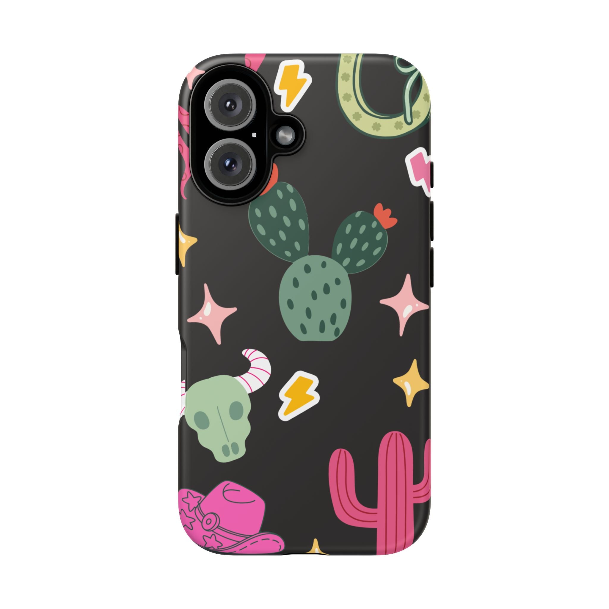 Southwest Desert Icons Tough Phone Case — Cactus, Cowboy & Skull Pattern