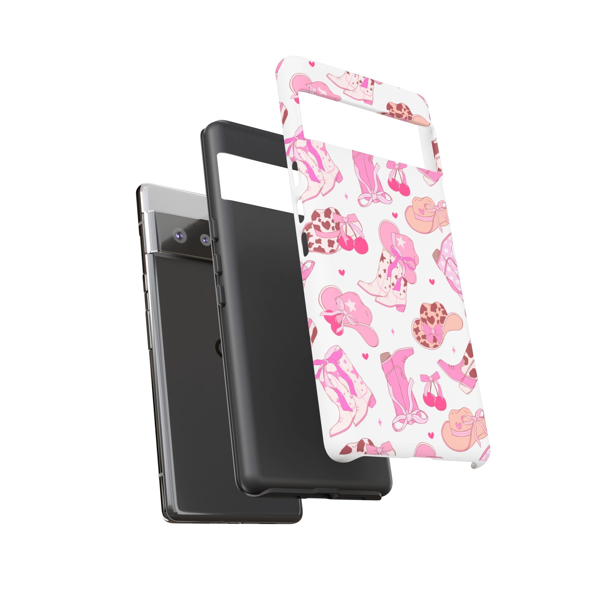 Pink Cowgirl Phone Case - Cute Western Boots & Hats Pattern Tough Case