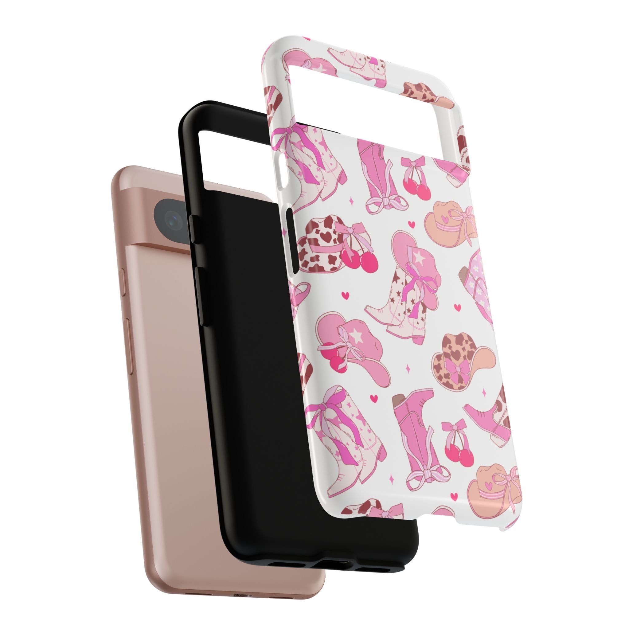 Pink Cowgirl Phone Case - Cute Western Boots & Hats Pattern Tough Case