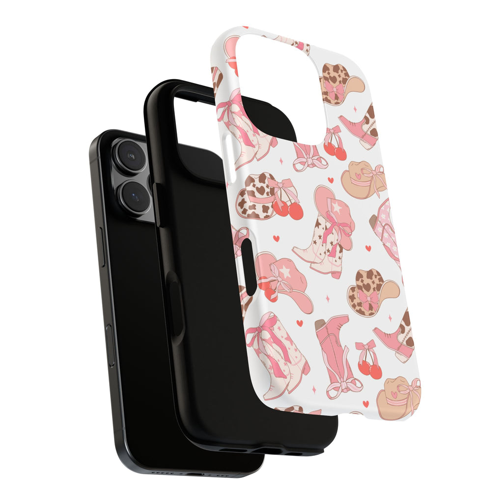 Cowgirl Boots Pink Phone Case — Cute Western Pattern Tough Phone Case