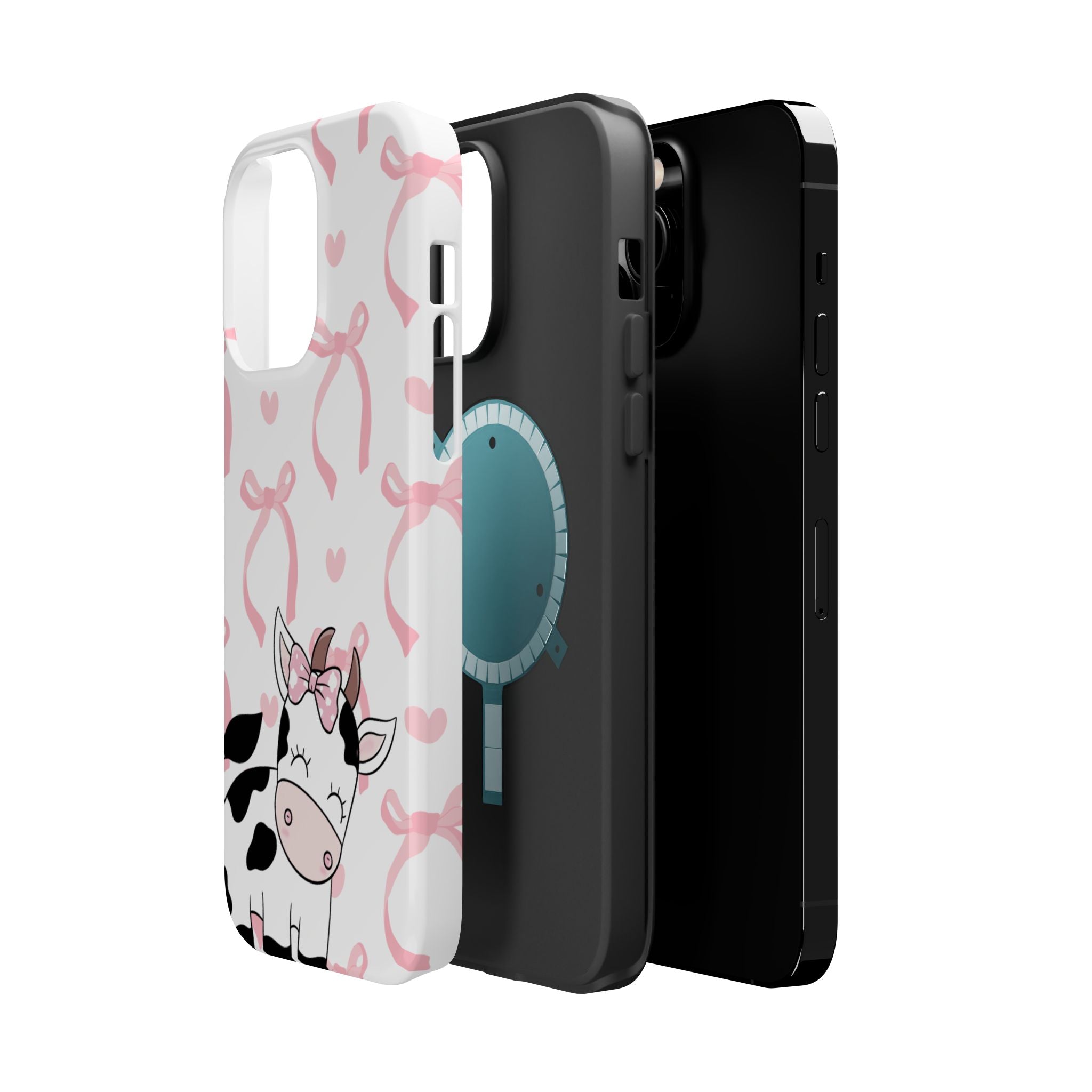 Cute Cow Phone Case — Pink Bows Magnetic Impact-Resistant Case