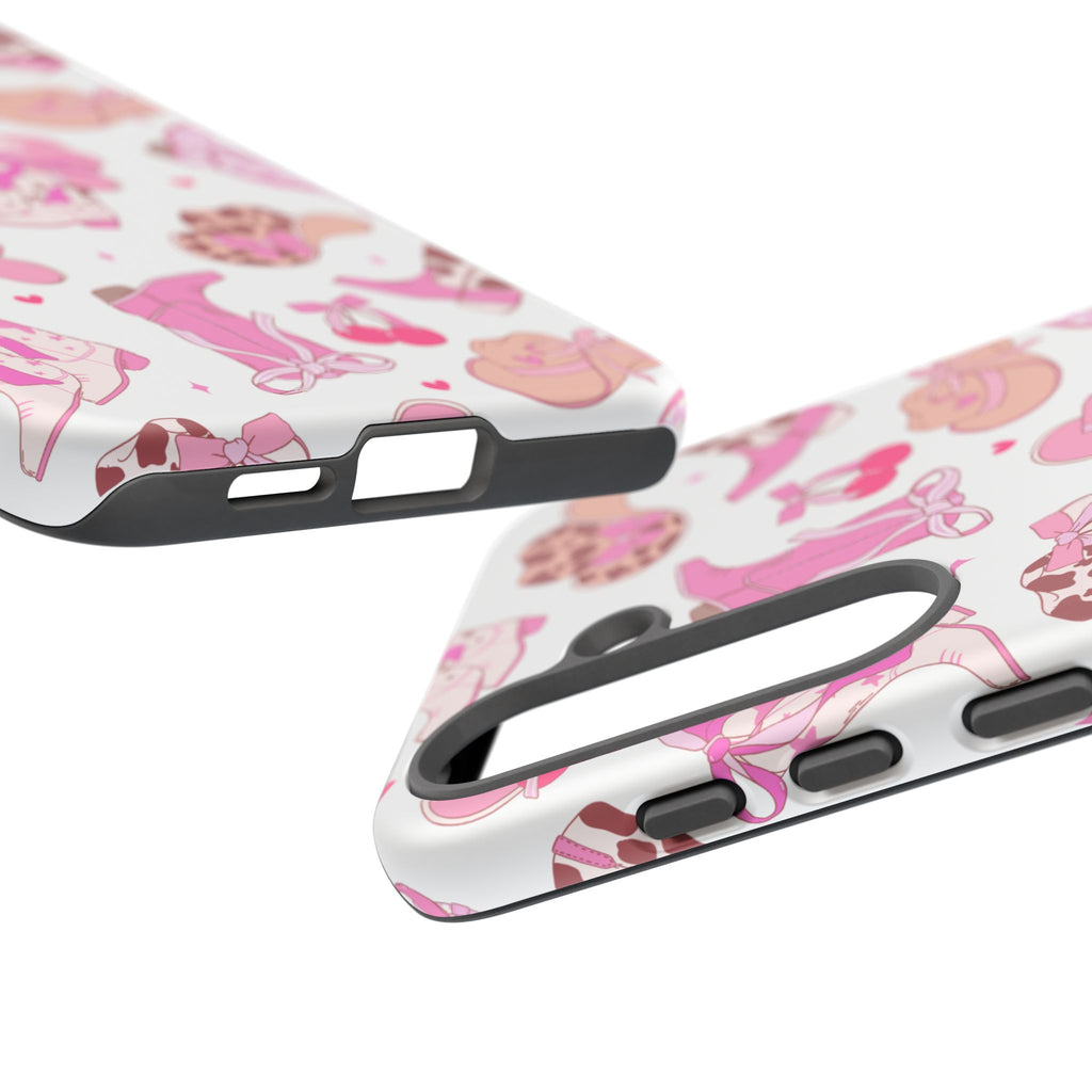 Pink Cowgirl Phone Case - Cute Western Boots & Hats Pattern Tough Case