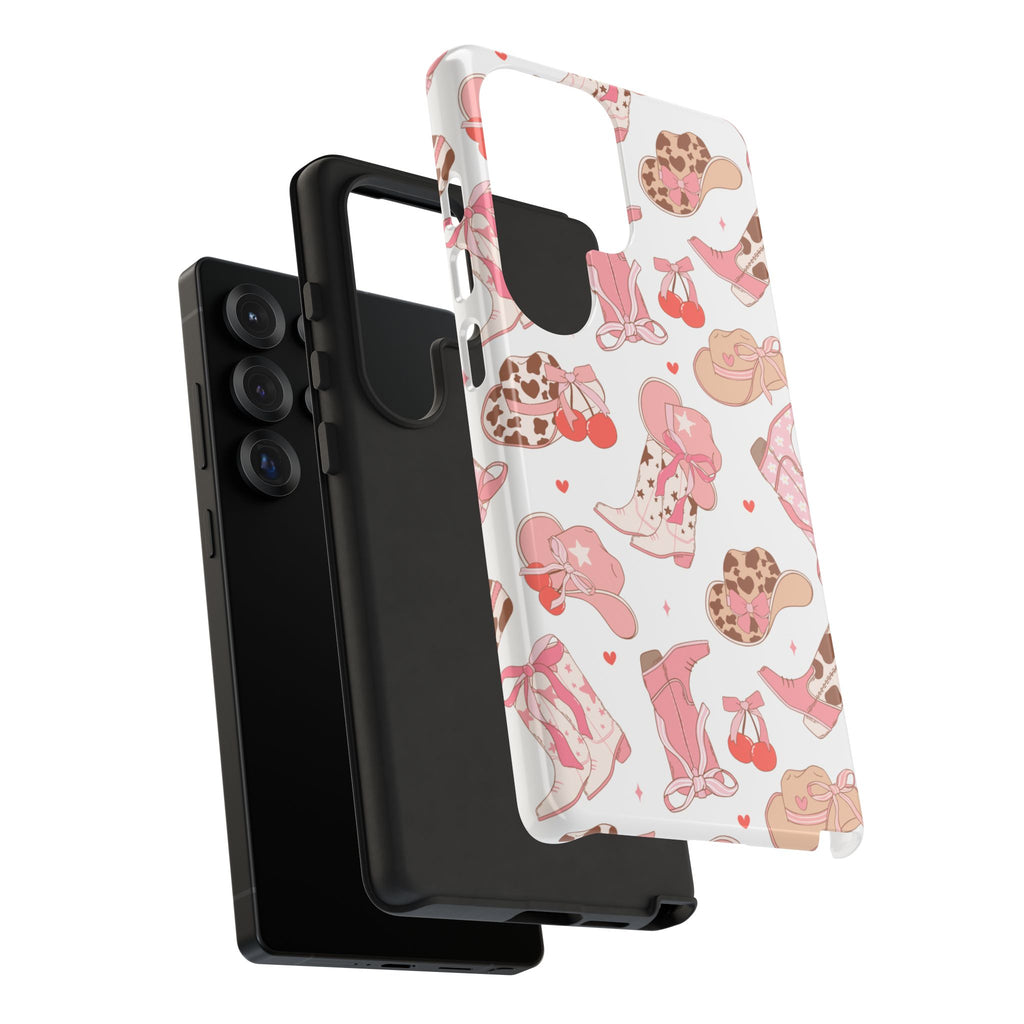 Cowgirl Boots Pink Phone Case — Cute Western Pattern Tough Phone Case