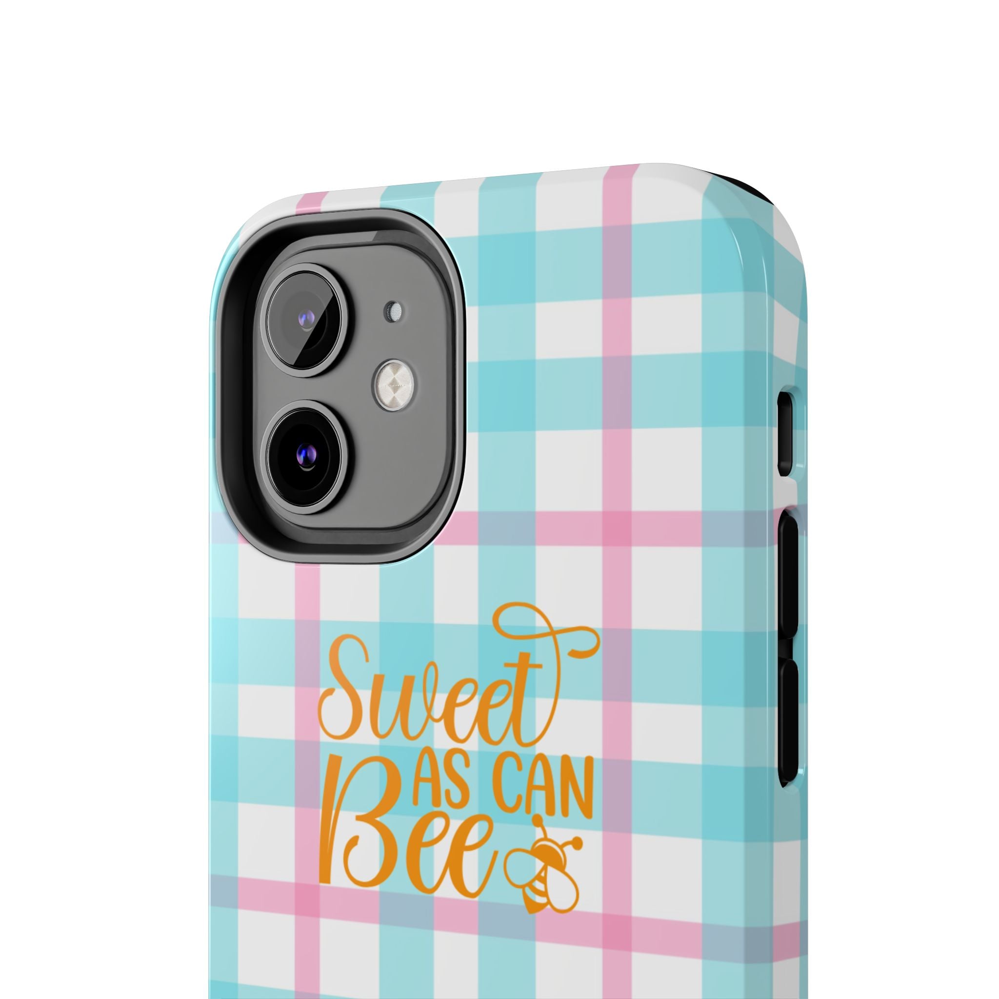 Sweet As Can Bee Tough Phone Case — Cute Bee & Daisy Plaid Protective Cover
