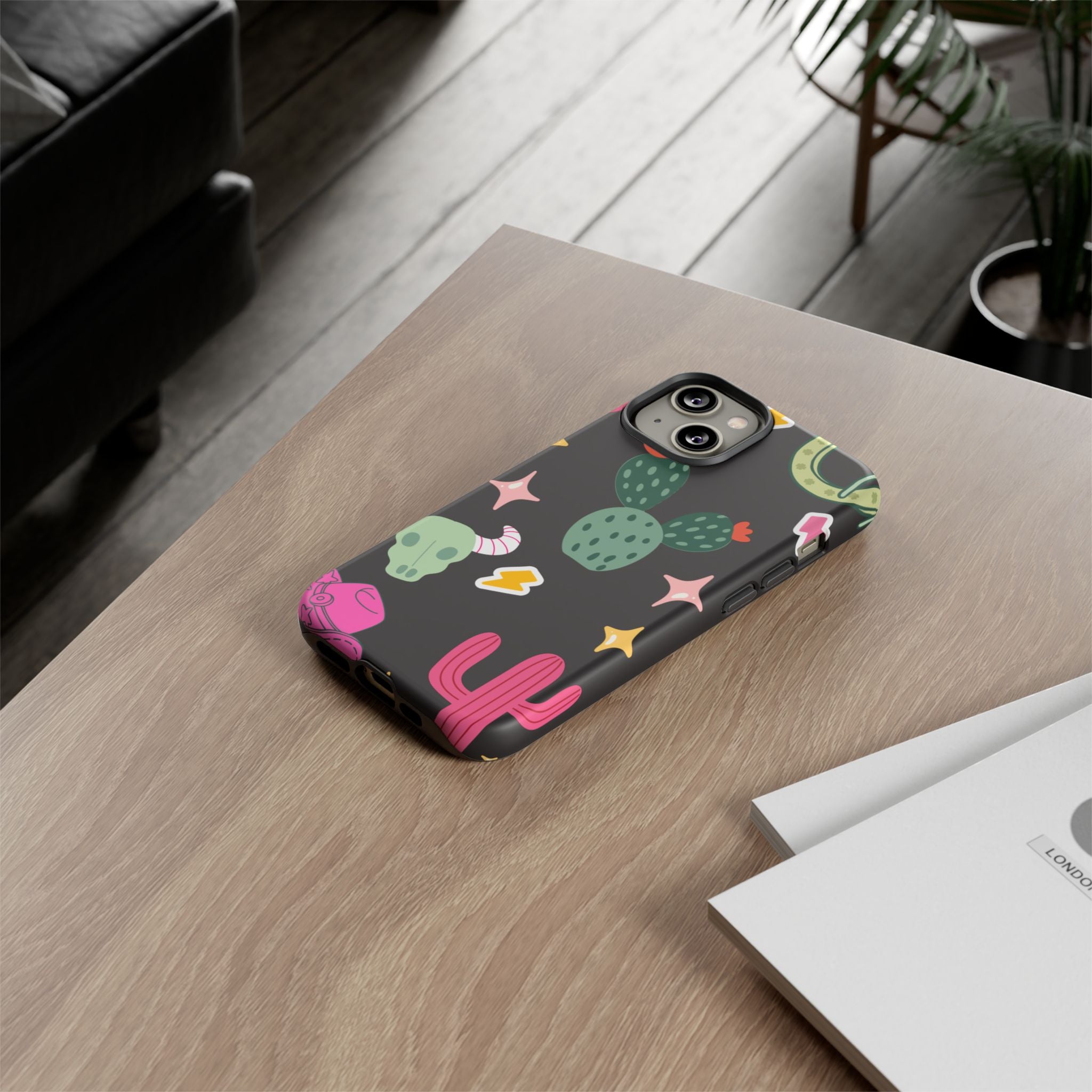 Southwest Desert Icons Tough Phone Case — Cactus, Cowboy & Skull Pattern