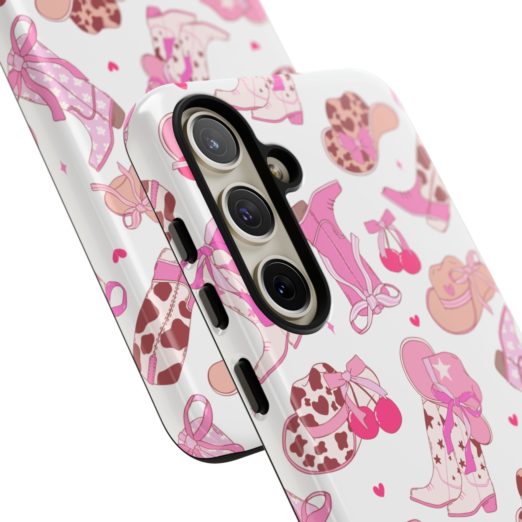 Pink Cowgirl Phone Case - Cute Western Boots & Hats Pattern Tough Case