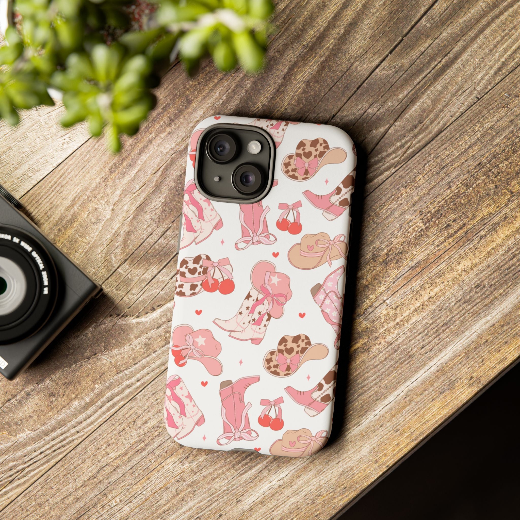 Cowgirl Boots Pink Phone Case — Cute Western Pattern Tough Phone Case