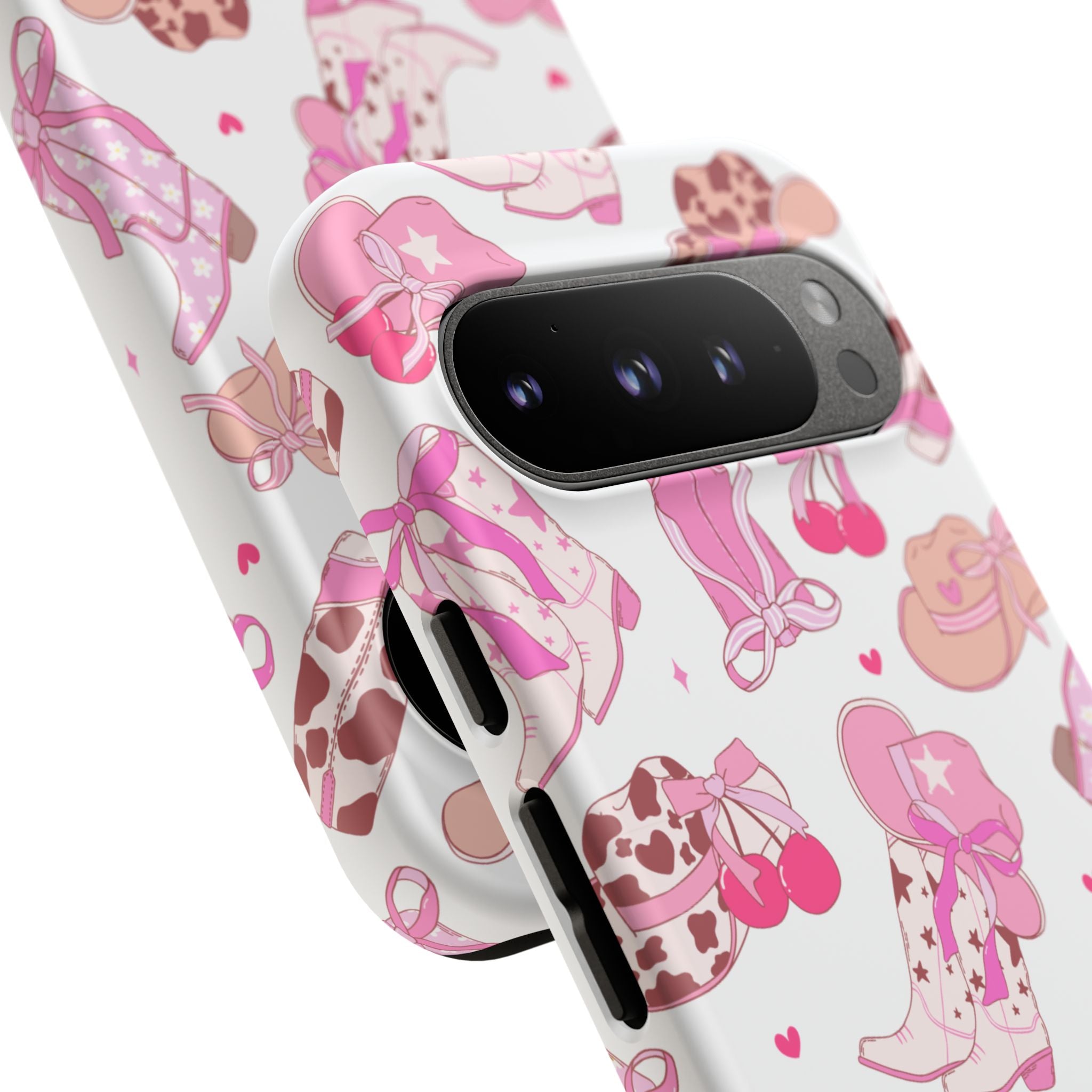Pink Cowgirl Phone Case - Cute Western Boots & Hats Pattern Tough Case