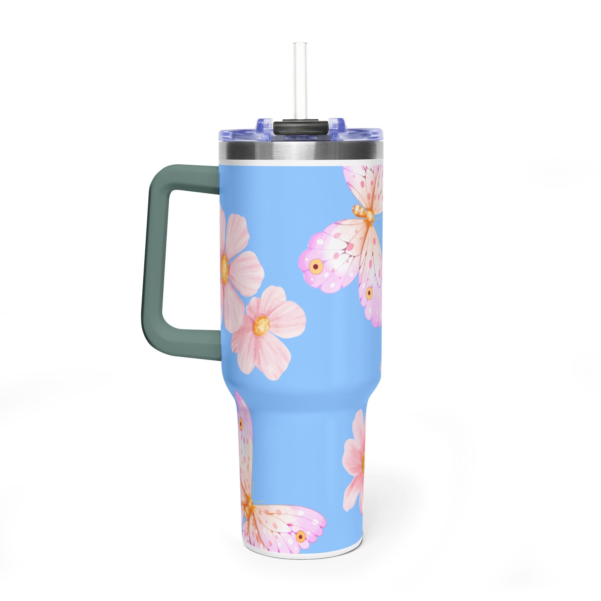 40oz Floral Butterfly Tumbler - Vacuum Insulated Thermal Travel Mug