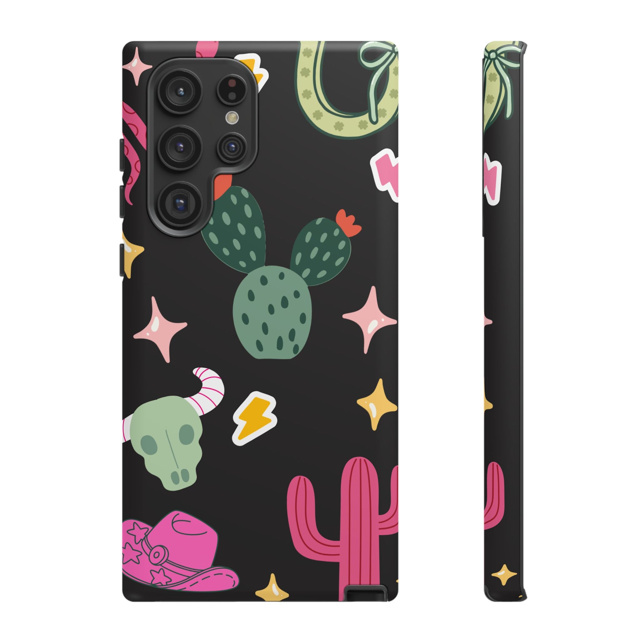 Southwest Desert Icons Tough Phone Case — Cactus, Cowboy & Skull Pattern
