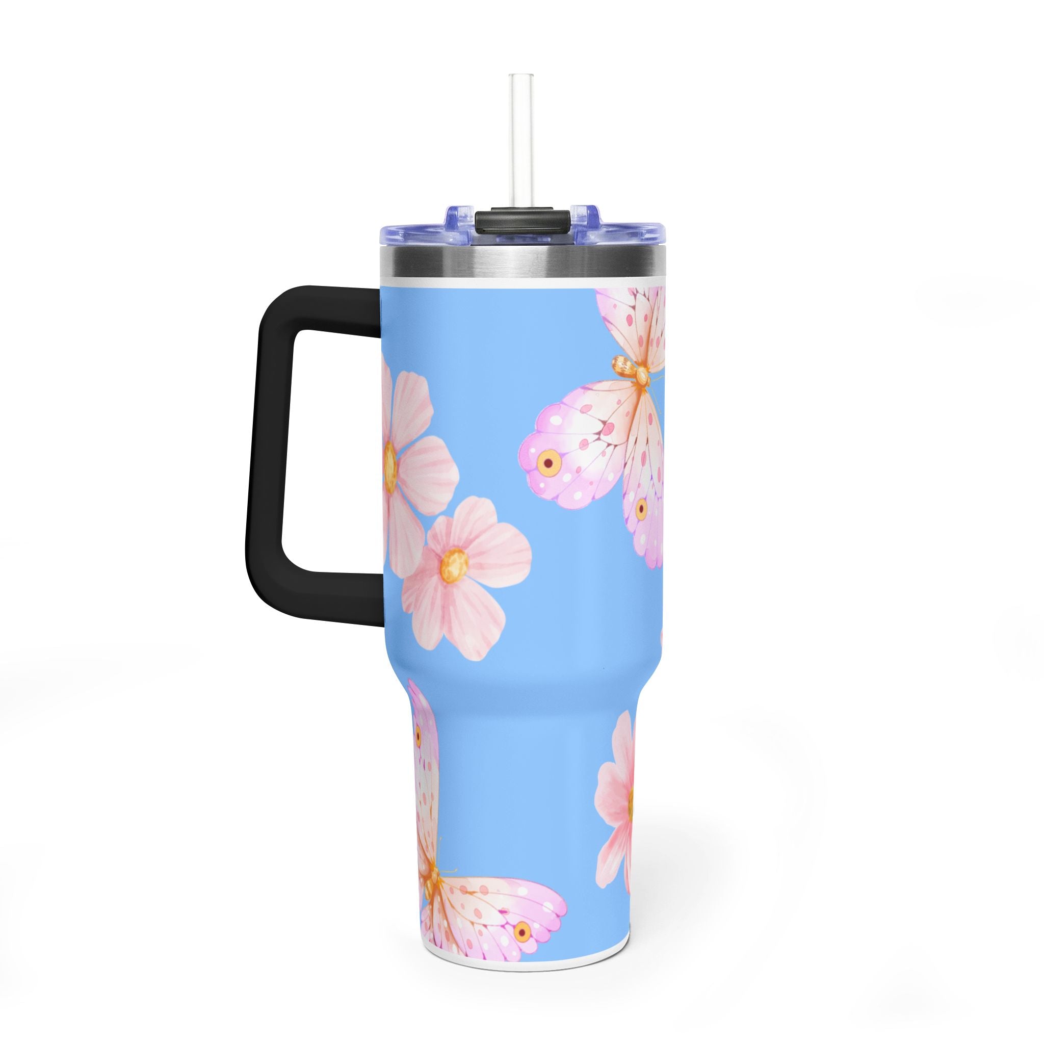 40oz Floral Butterfly Tumbler - Vacuum Insulated Thermal Travel Mug