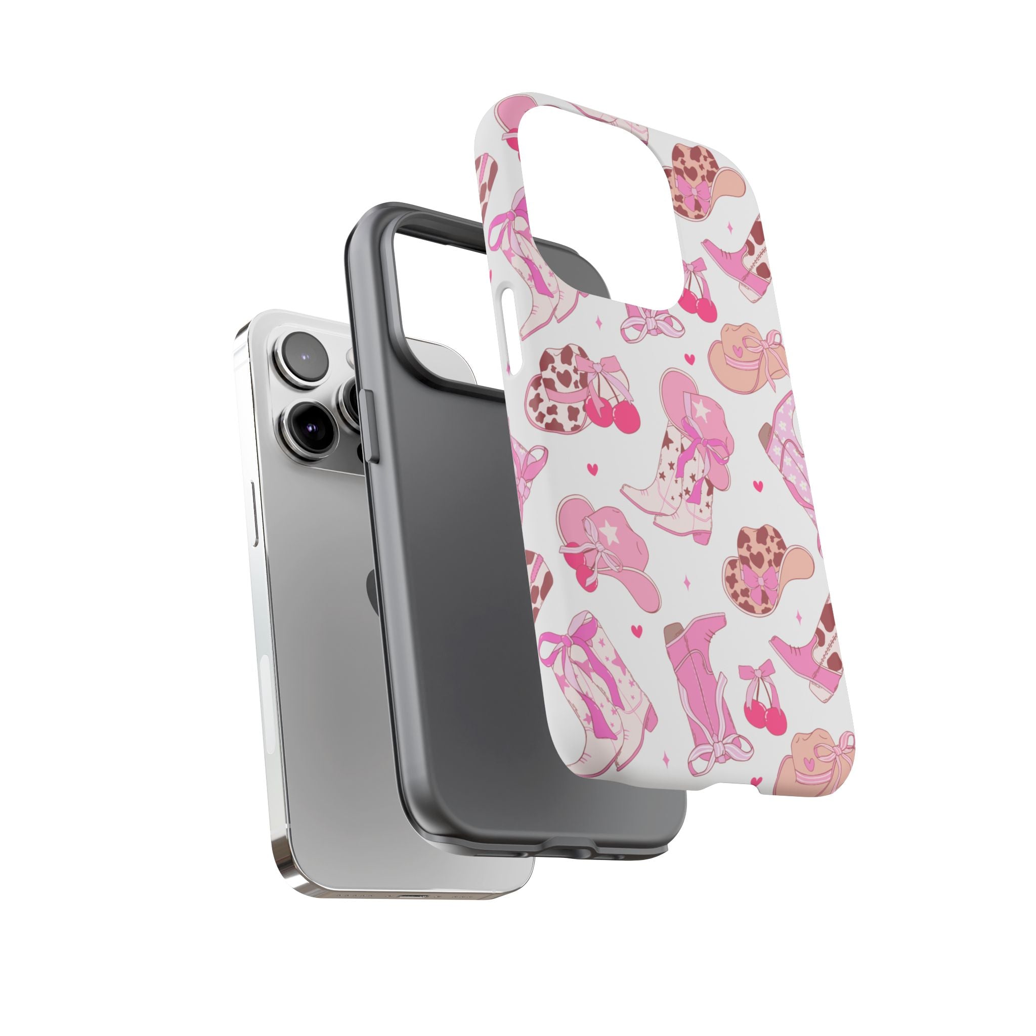 Pink Cowgirl Phone Case - Cute Western Boots & Hats Pattern Tough Case