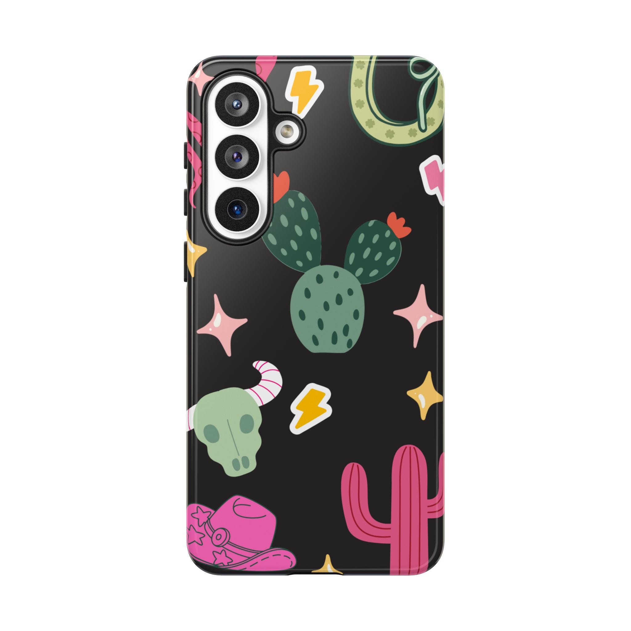 Southwest Desert Icons Tough Phone Case — Cactus, Cowboy & Skull Pattern