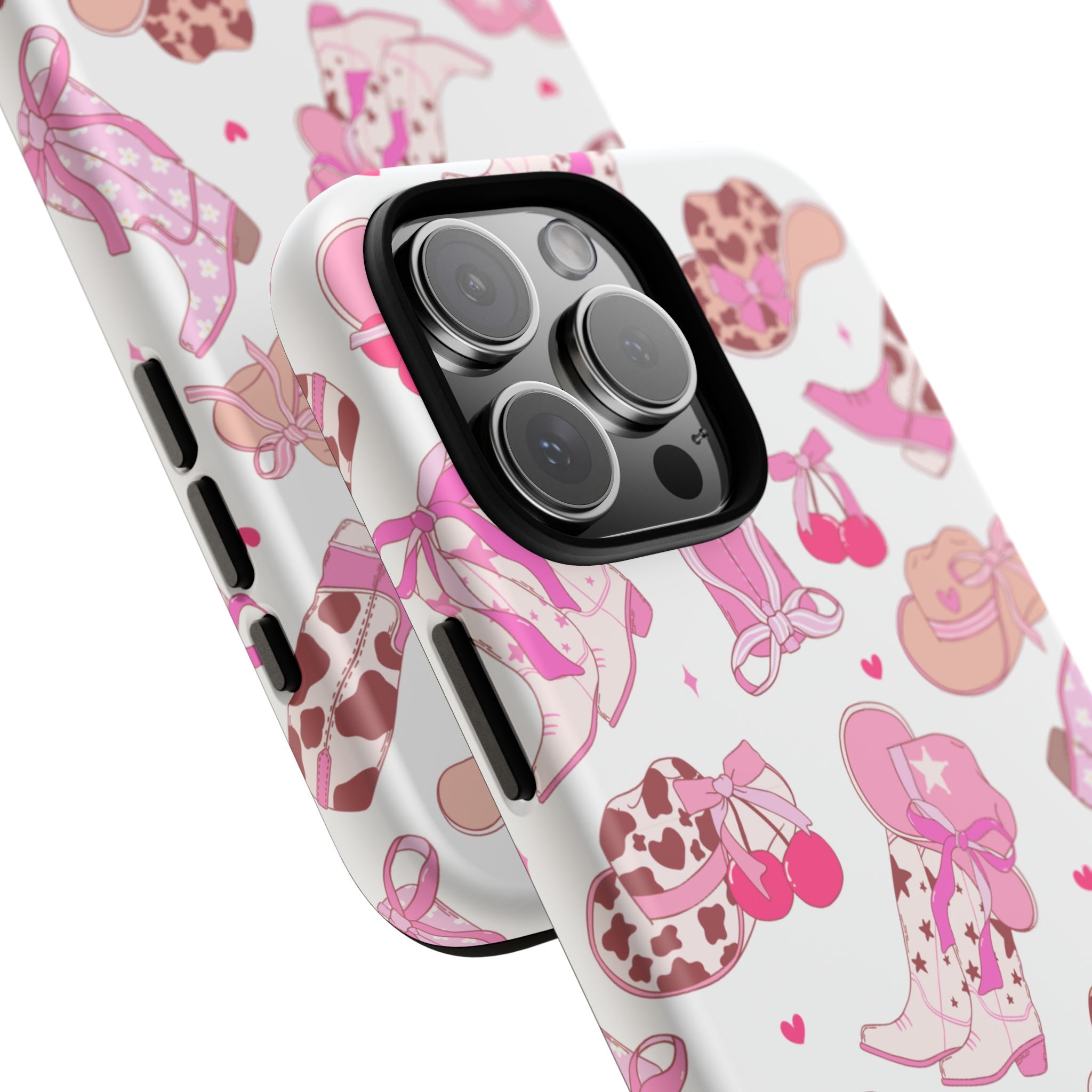 Pink Cowgirl Phone Case - Cute Western Boots & Hats Pattern Tough Case
