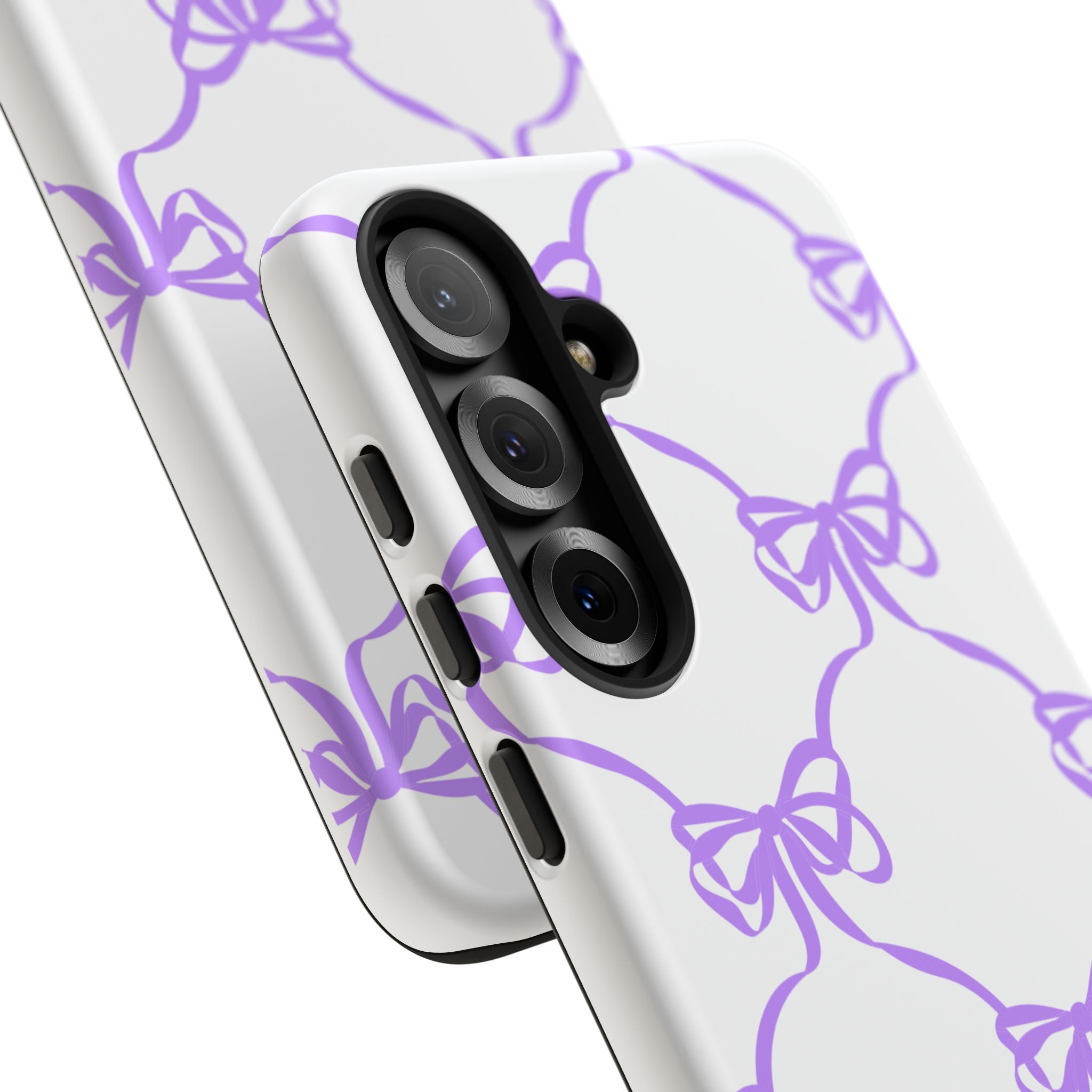 Lavender Bow Pattern Tough Phone Case - Striped Cute iPhone Cover