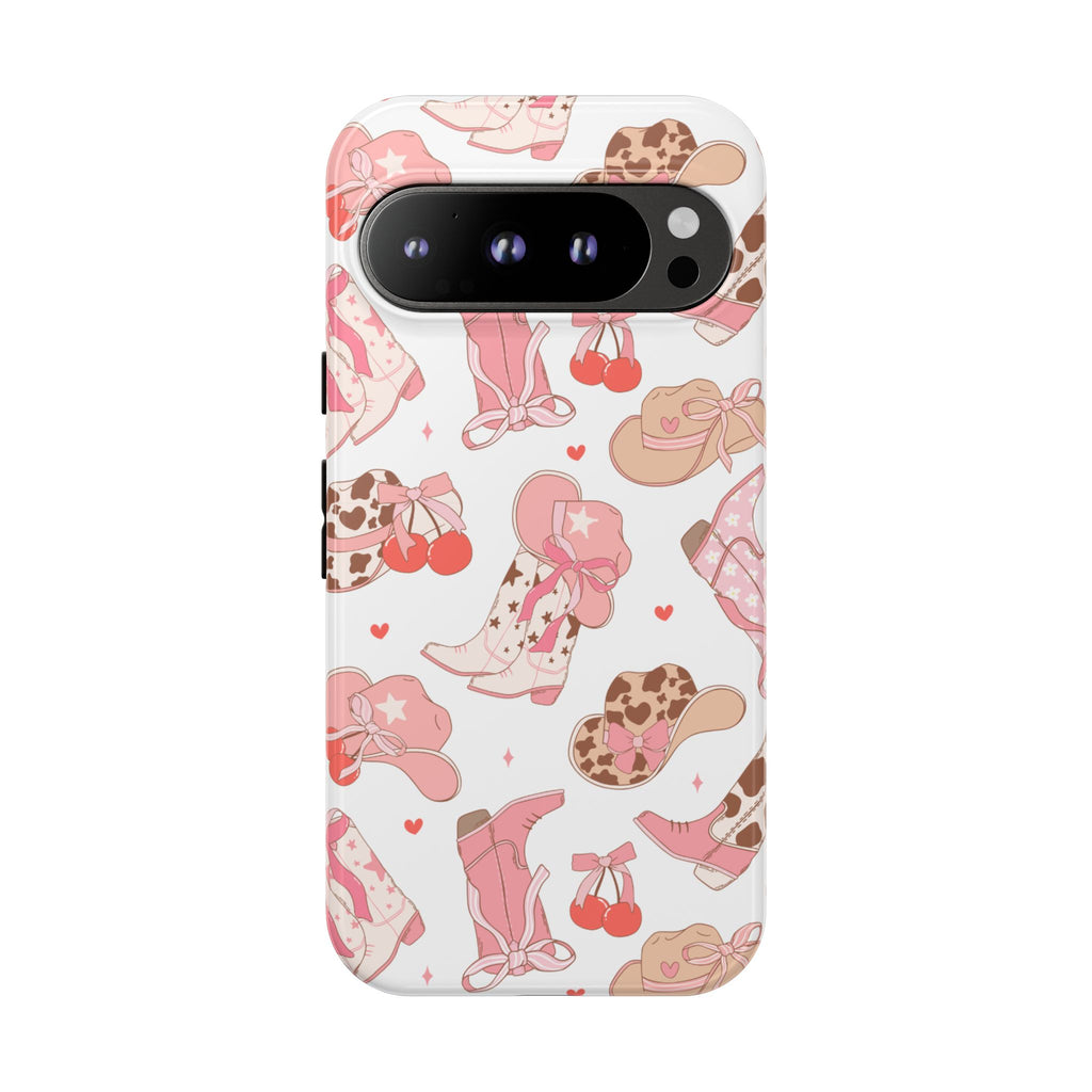 Cowgirl Boots Pink Phone Case — Cute Western Pattern Tough Phone Case
