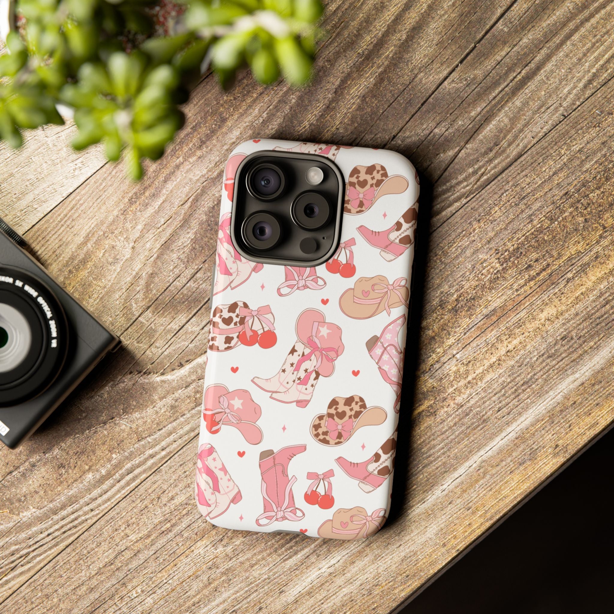 Cowgirl Boots Pink Phone Case — Cute Western Pattern Tough Phone Case