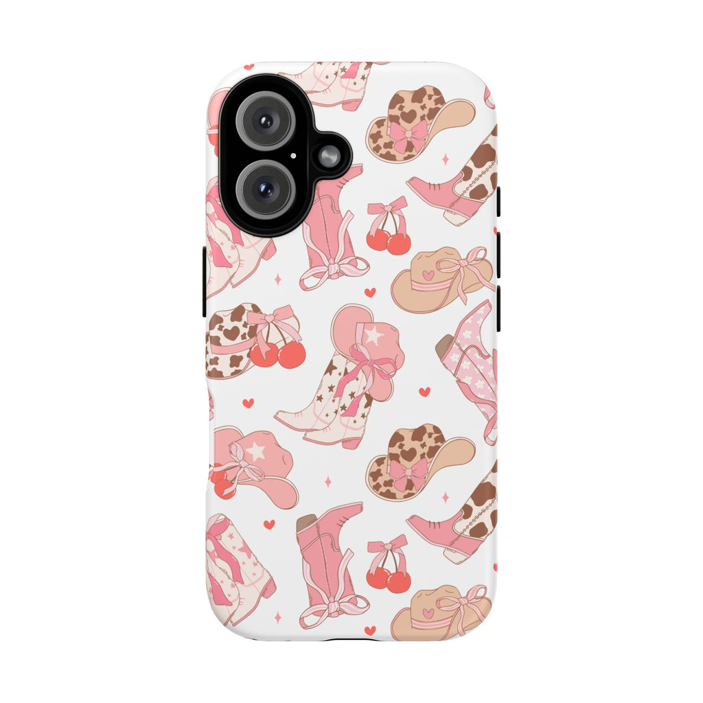 Cowgirl Boots Pink Phone Case — Cute Western Pattern Tough Phone Case