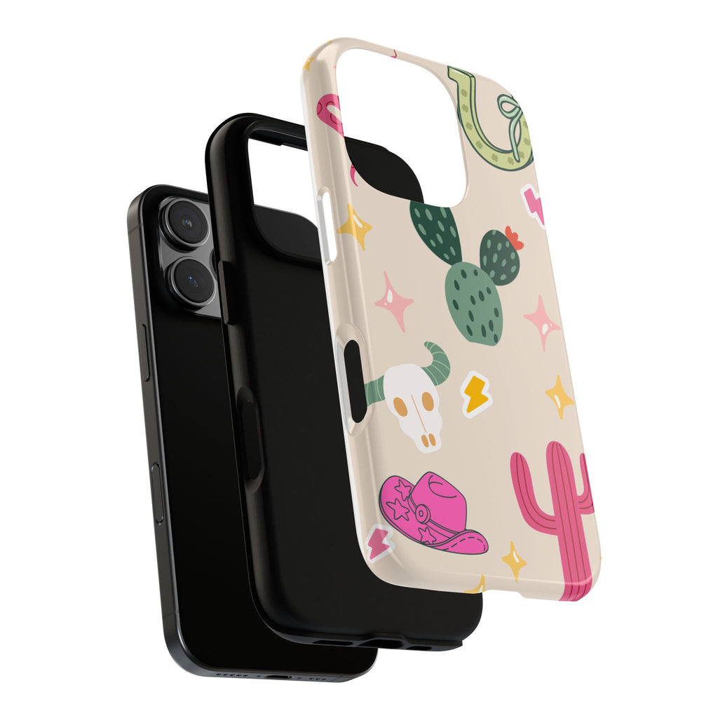 Cactus Cowgirl Phone Case — Cute Western Desert Pattern Tough Case