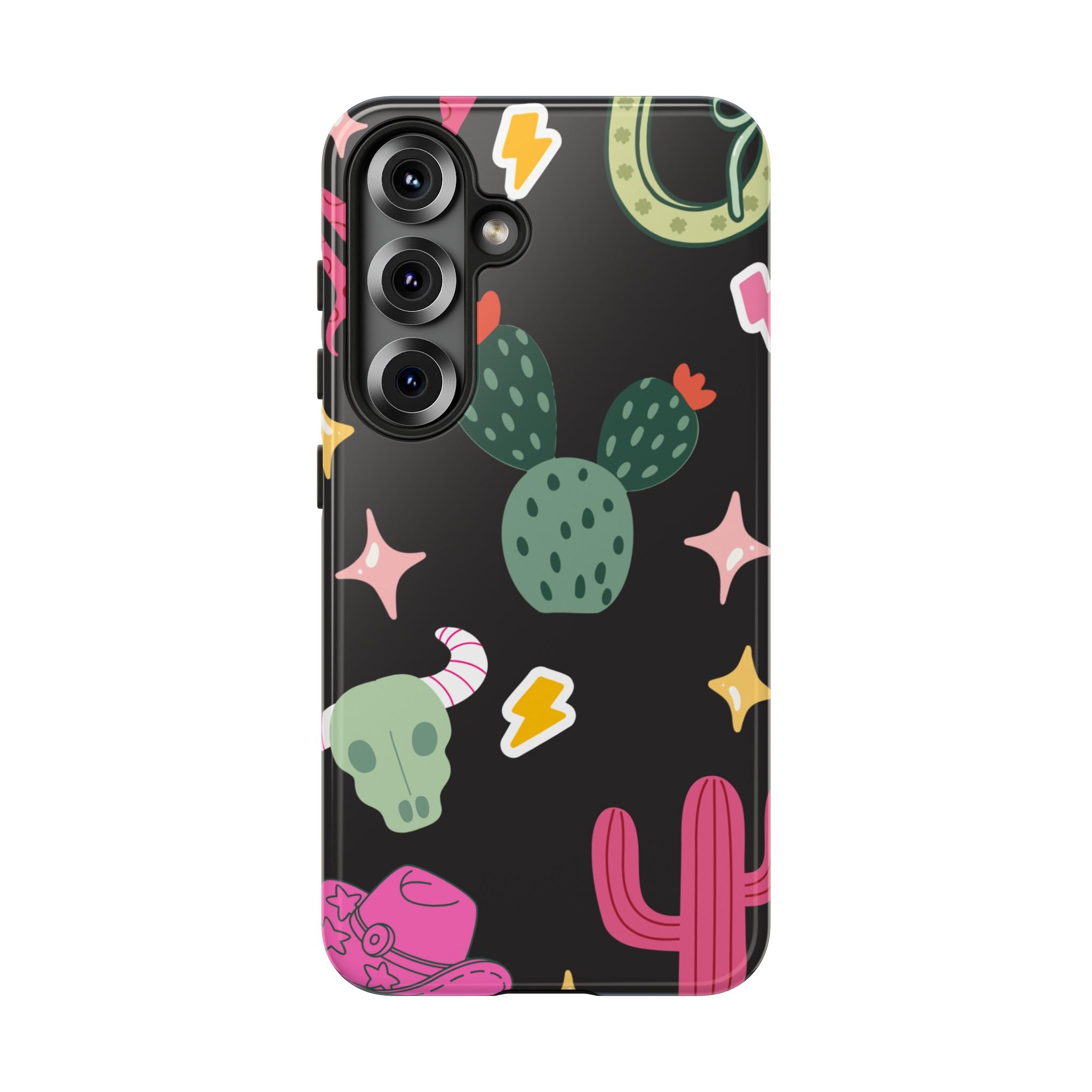 Southwest Desert Icons Tough Phone Case — Cactus, Cowboy & Skull Pattern