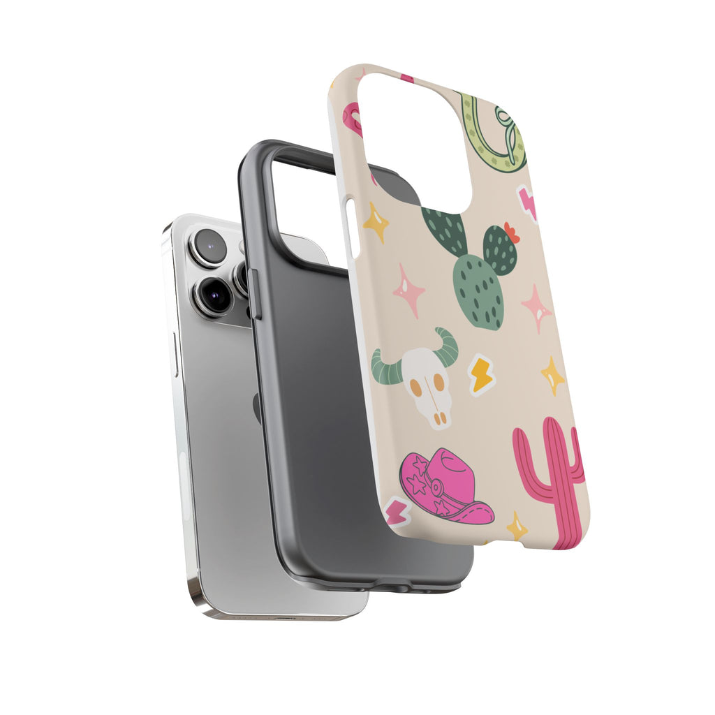 Cactus Cowgirl Phone Case — Cute Western Desert Pattern Tough Case