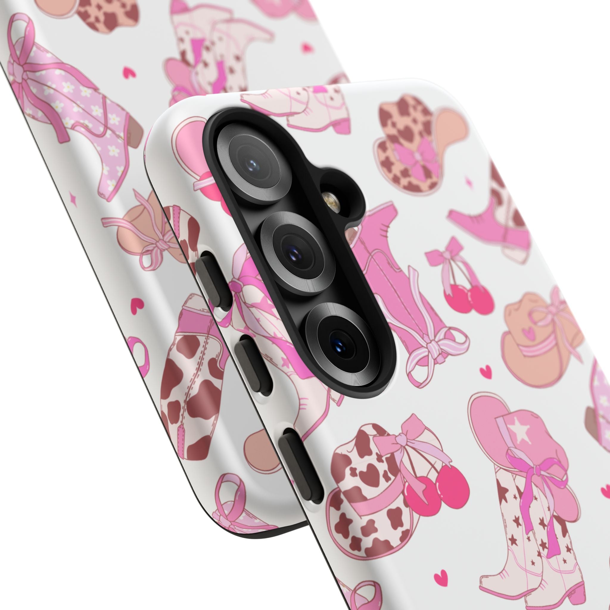 Pink Cowgirl Phone Case - Cute Western Boots & Hats Pattern Tough Case