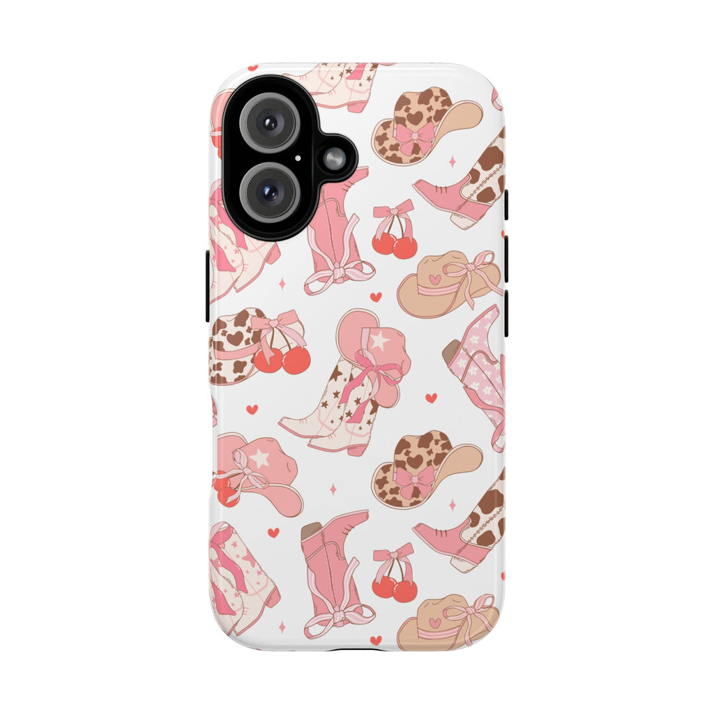 Cowgirl Boots Pink Phone Case — Cute Western Pattern Tough Phone Case