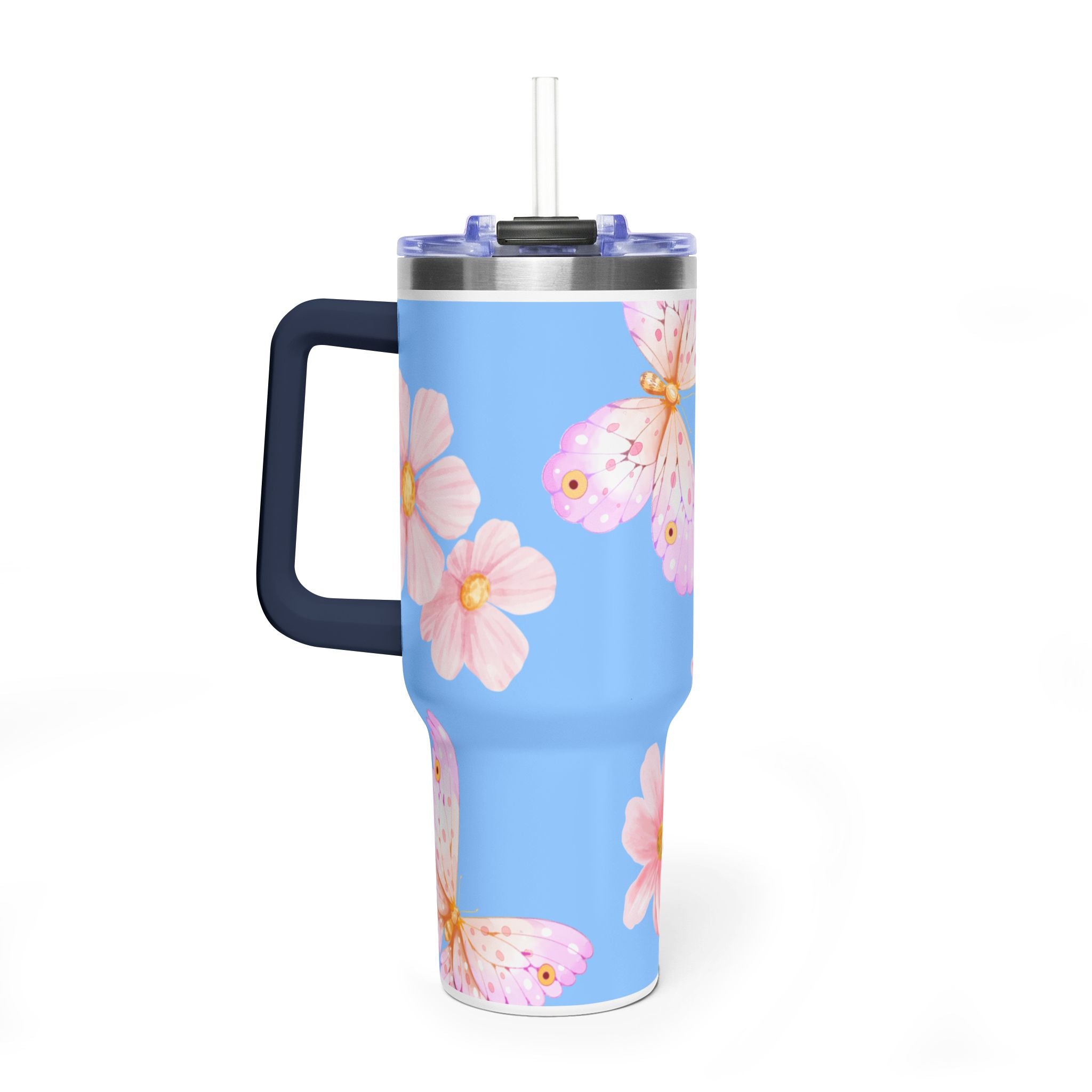 40oz Floral Butterfly Tumbler - Vacuum Insulated Thermal Travel Mug