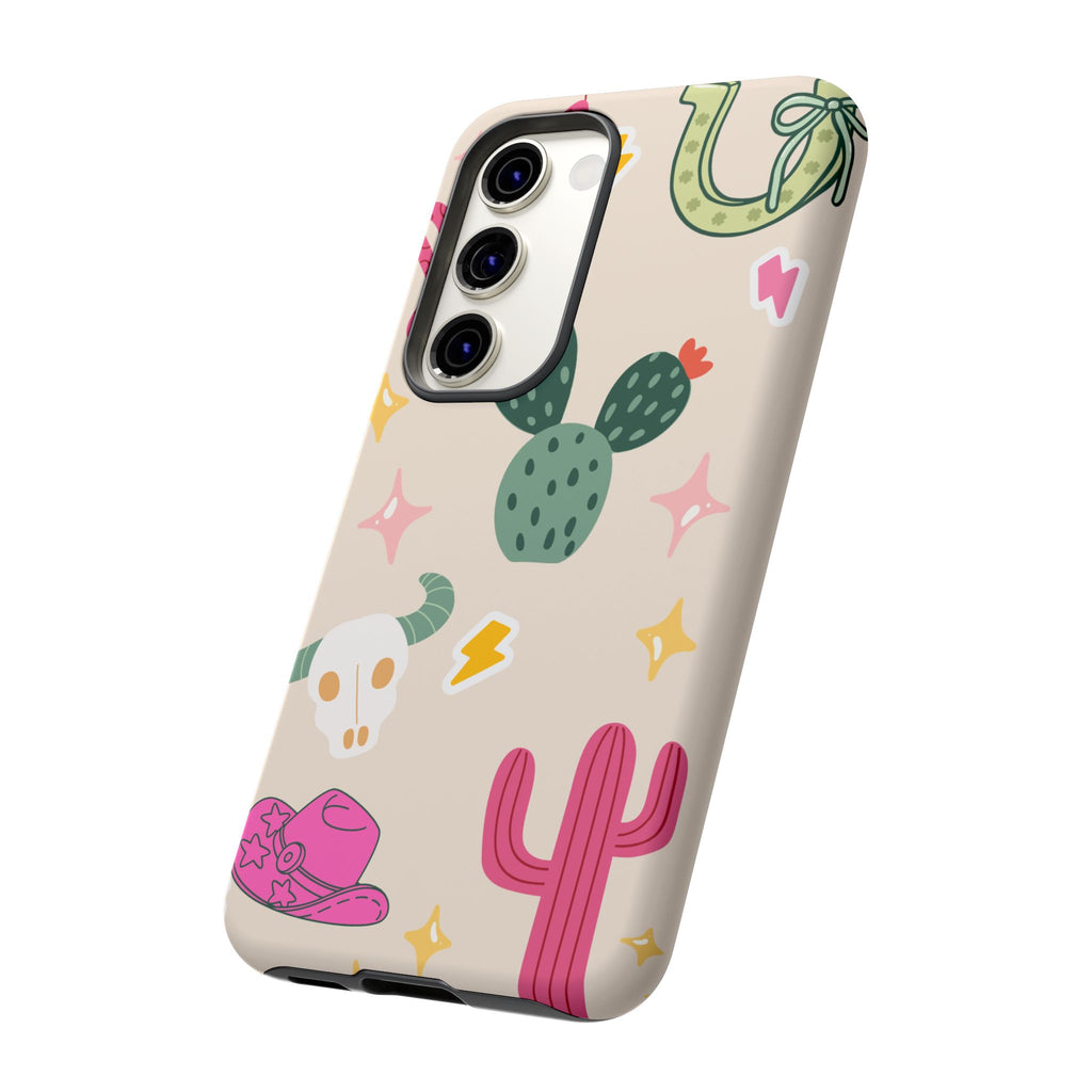 Cactus Cowgirl Phone Case — Cute Western Desert Pattern Tough Case