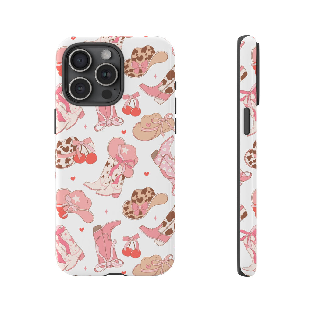 Cowgirl Boots Pink Phone Case — Cute Western Pattern Tough Phone Case